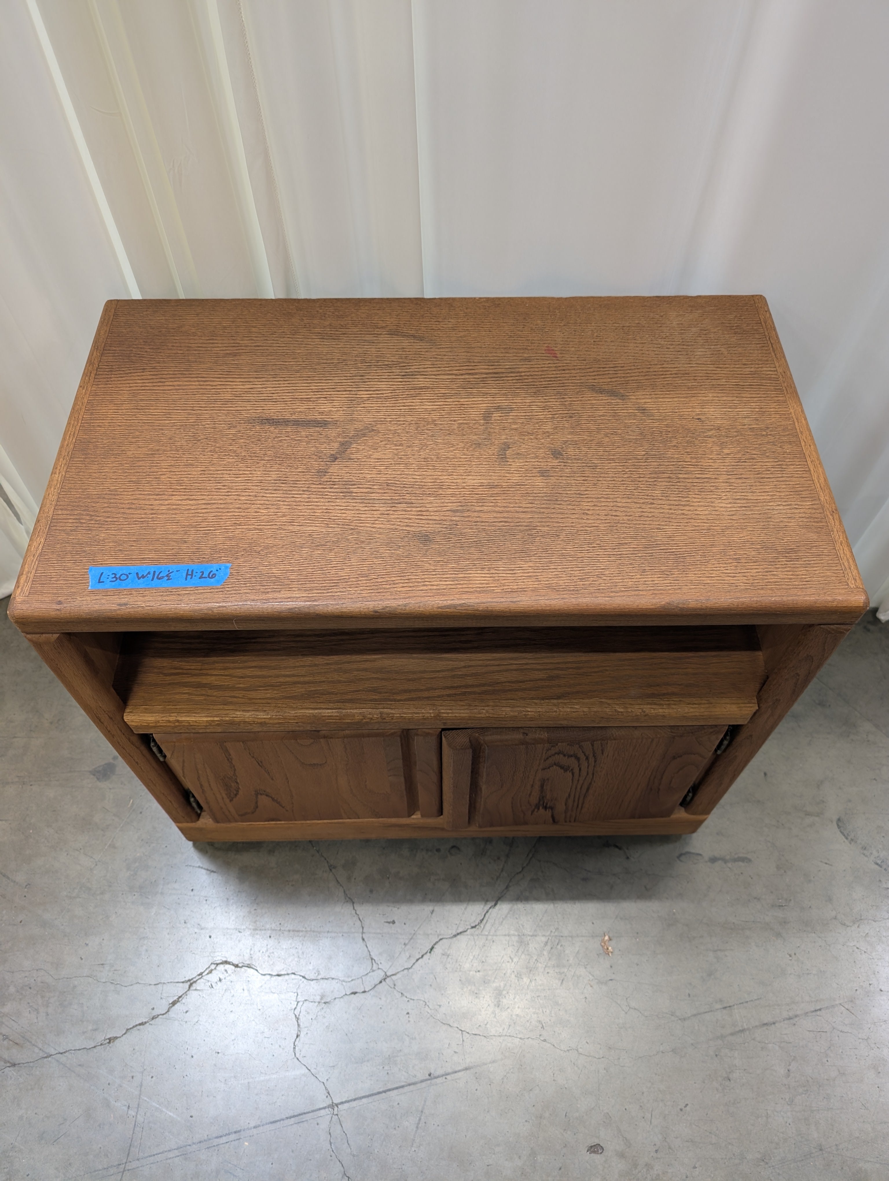 Mid-Century Style Two-Door TV Stand in Oak