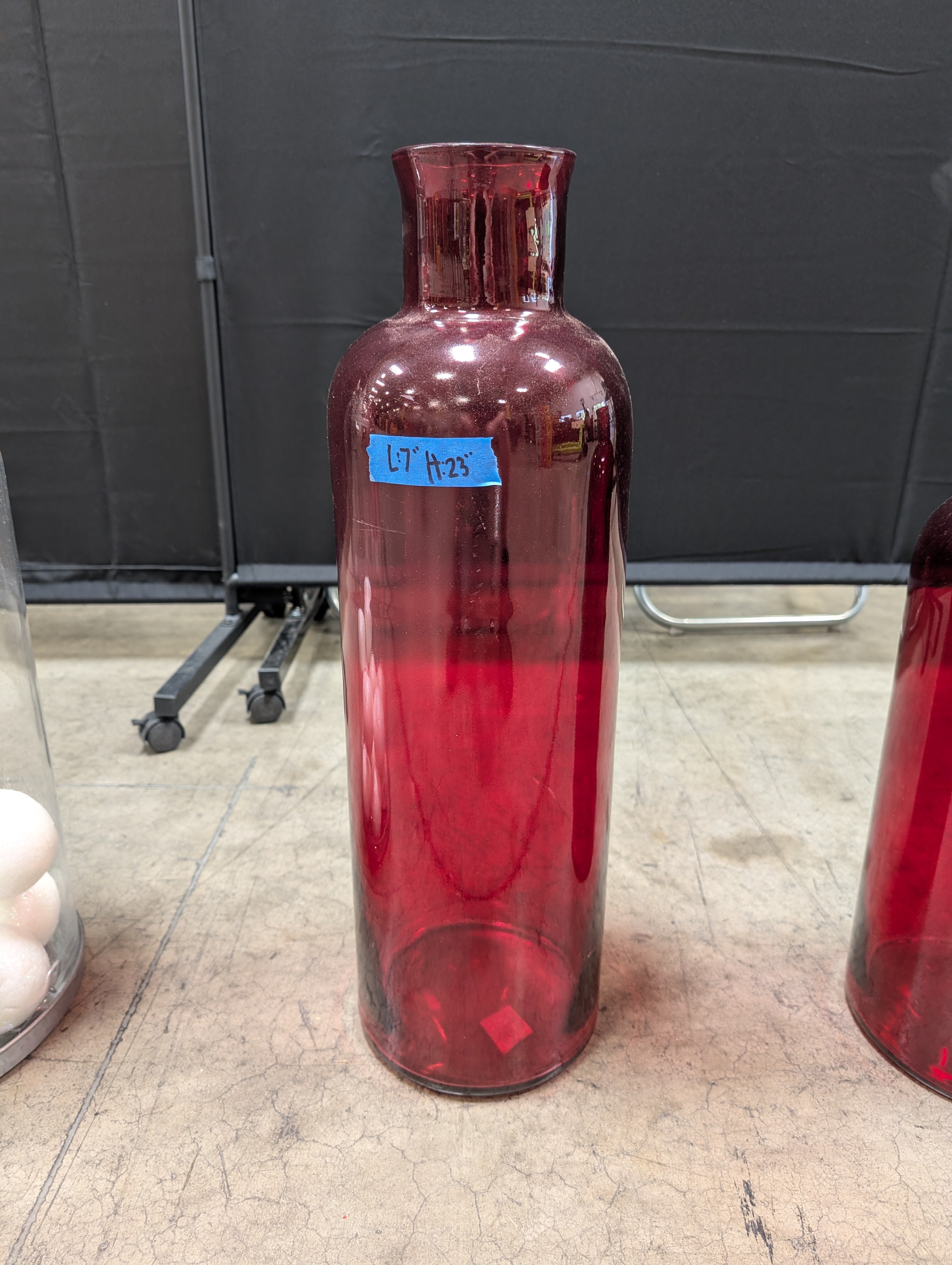 Tall Red Glass Cylinder Vase
