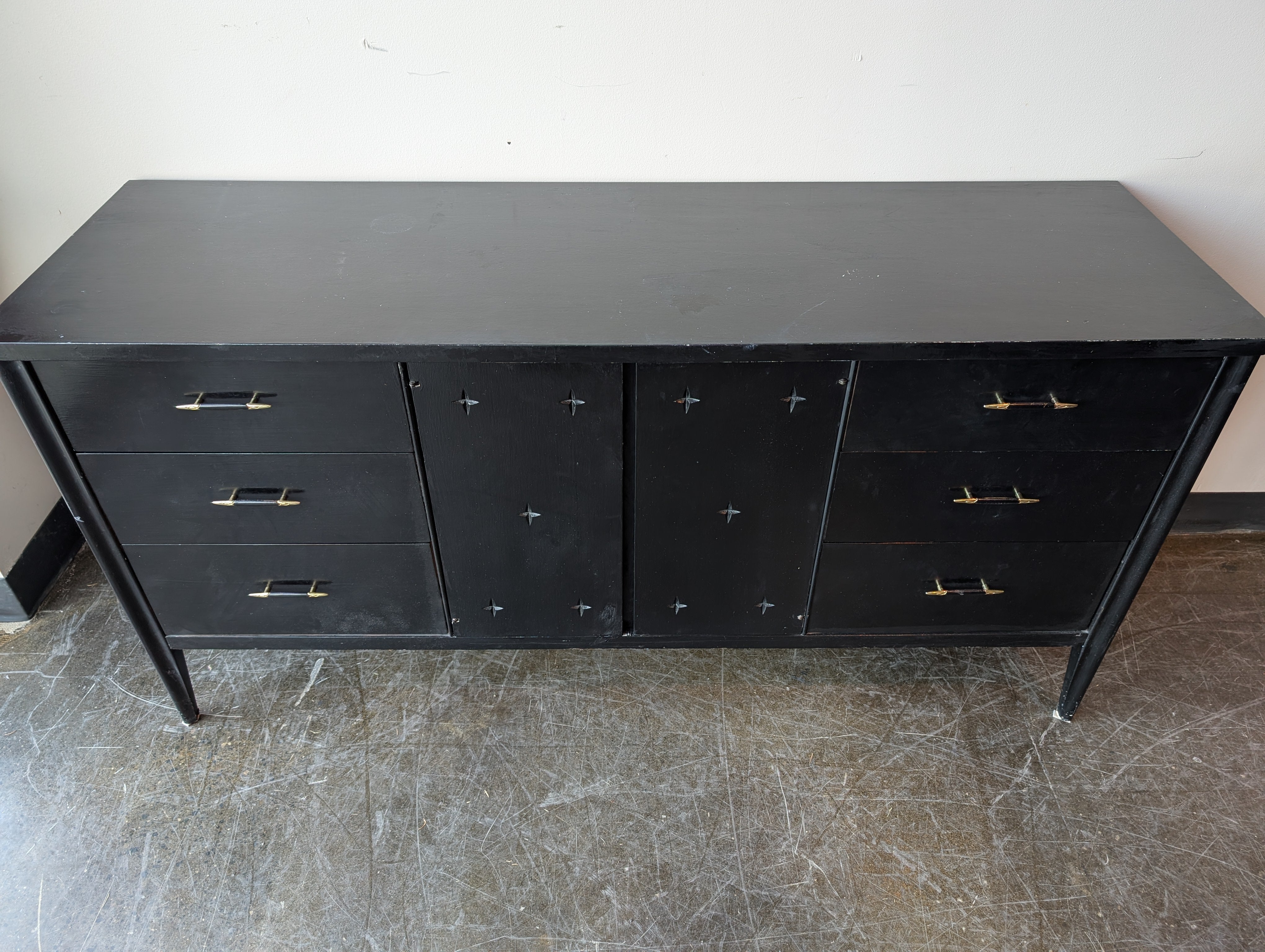Mid-Century Modern Style Black Dresser Credenza