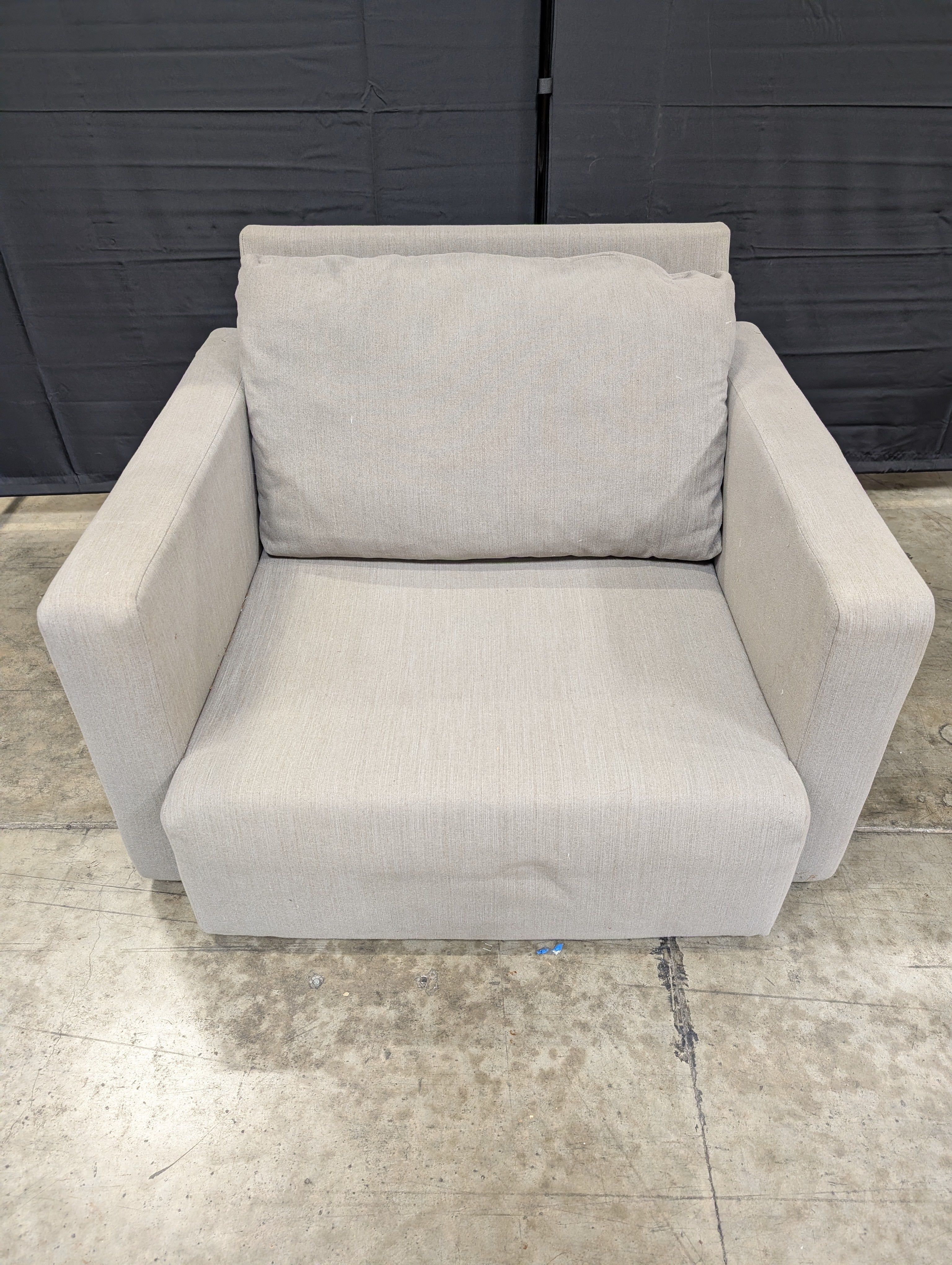 Modern Upholstered Accent Chair, Neutral Grey Fabric Armchair, Contemporary Single Seater Sofa