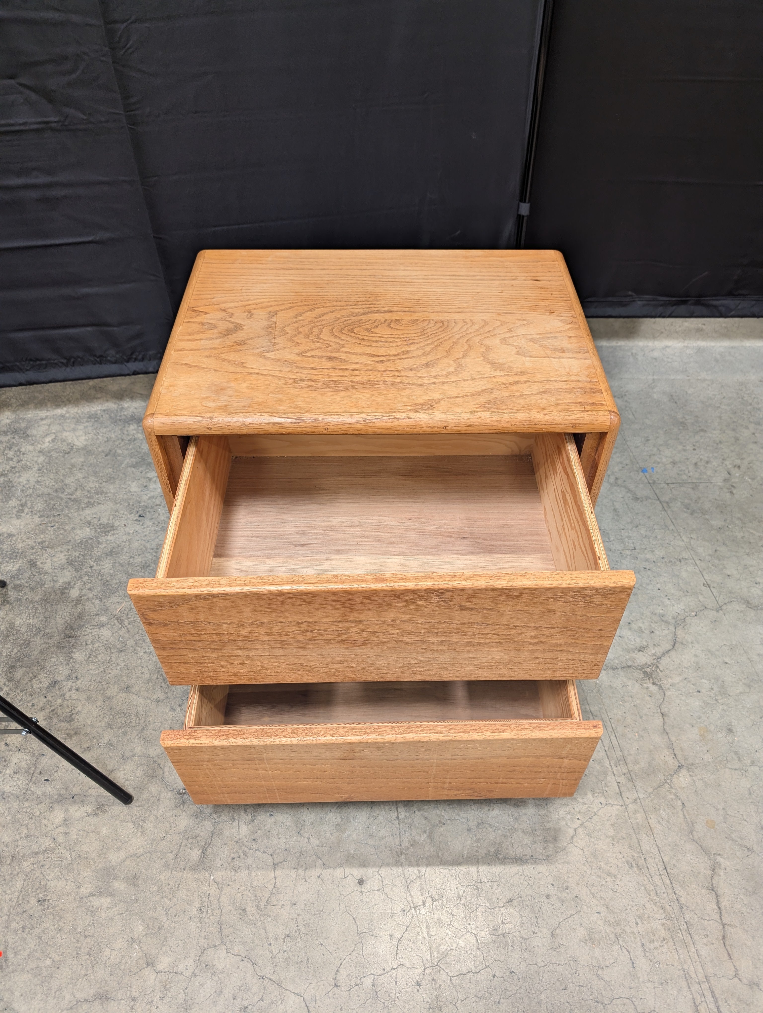 Mid-Century Style Two-Drawer Nightstand in Oak