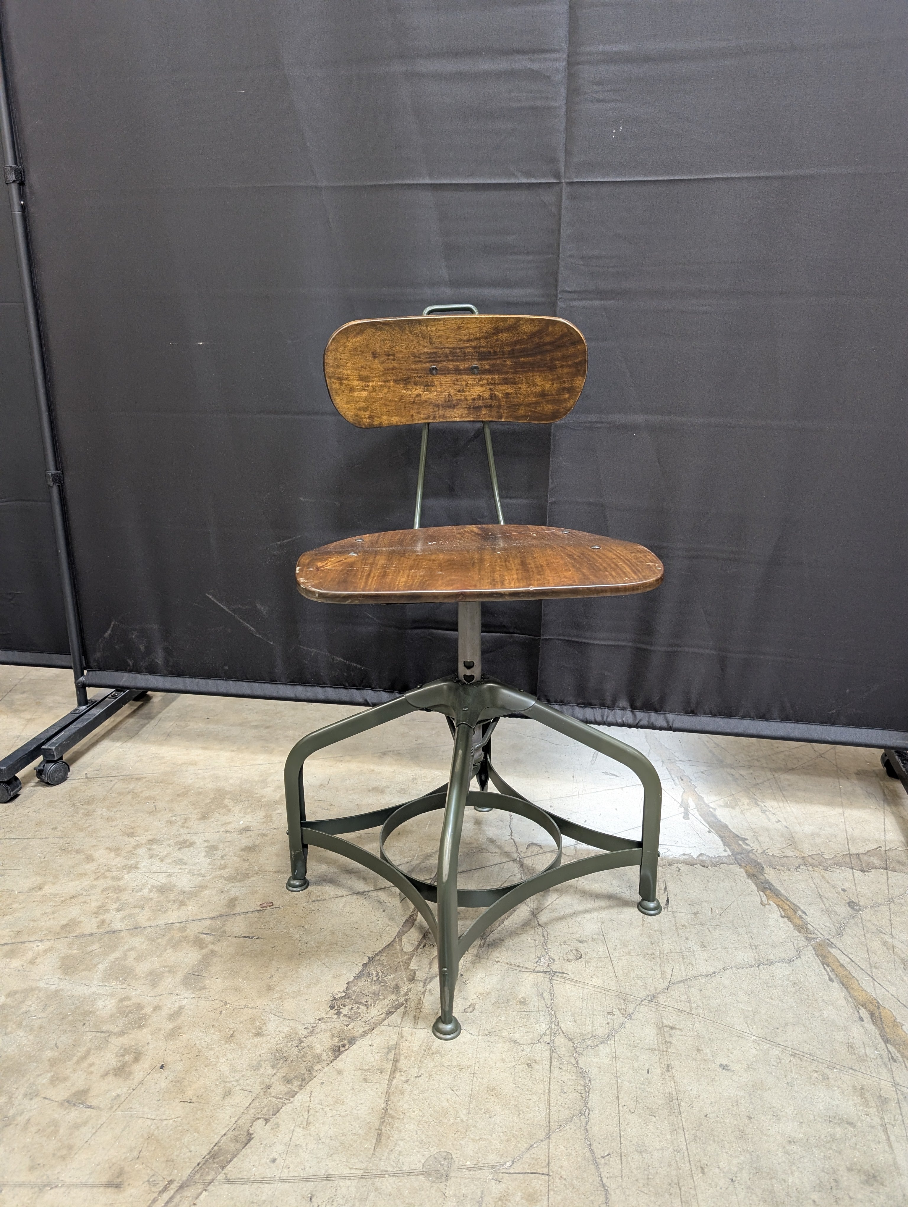 Industrial Style Wood and Metal Adjustable Stool Chair