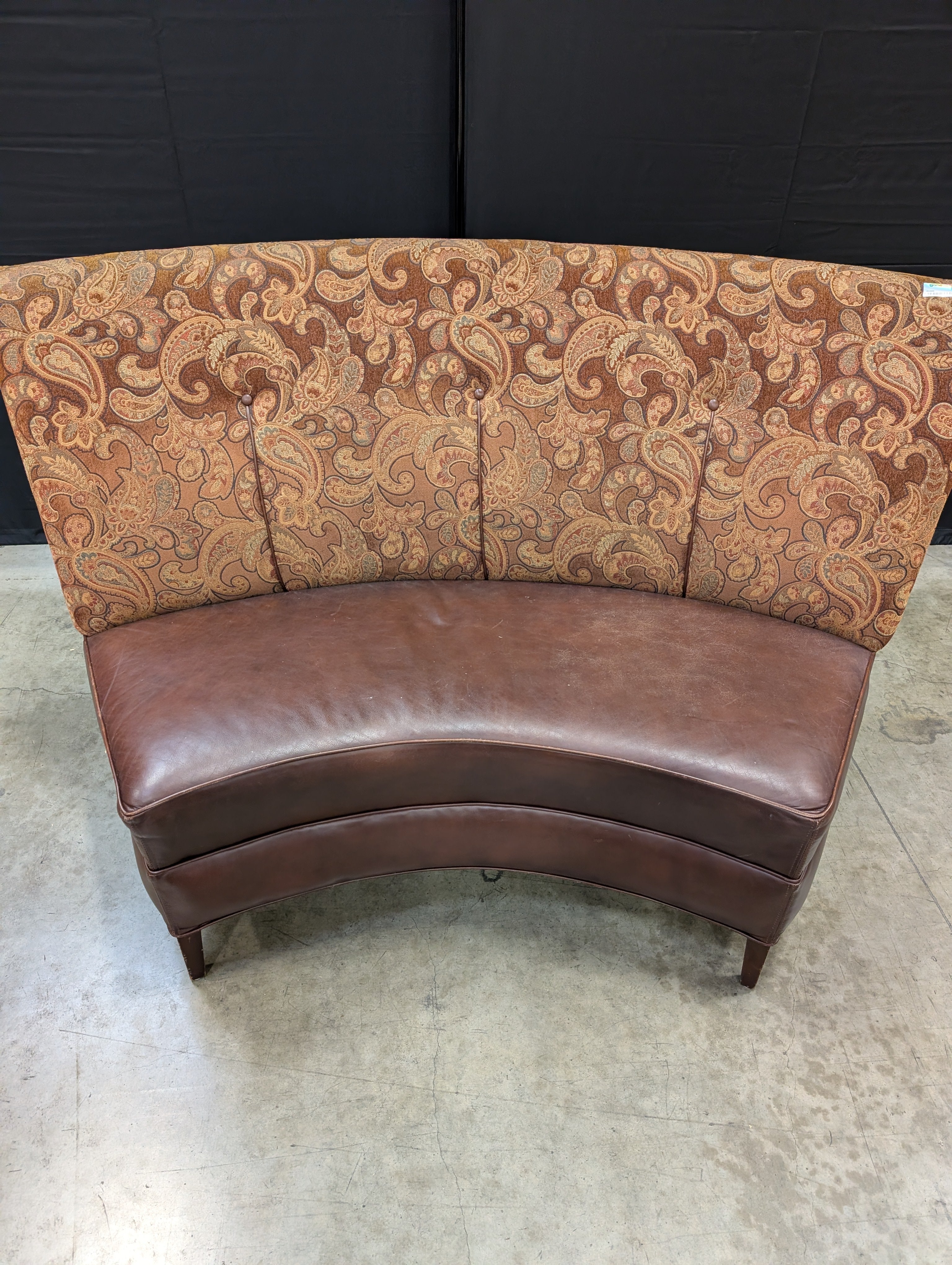 Curved Paisley Upholstered Settee