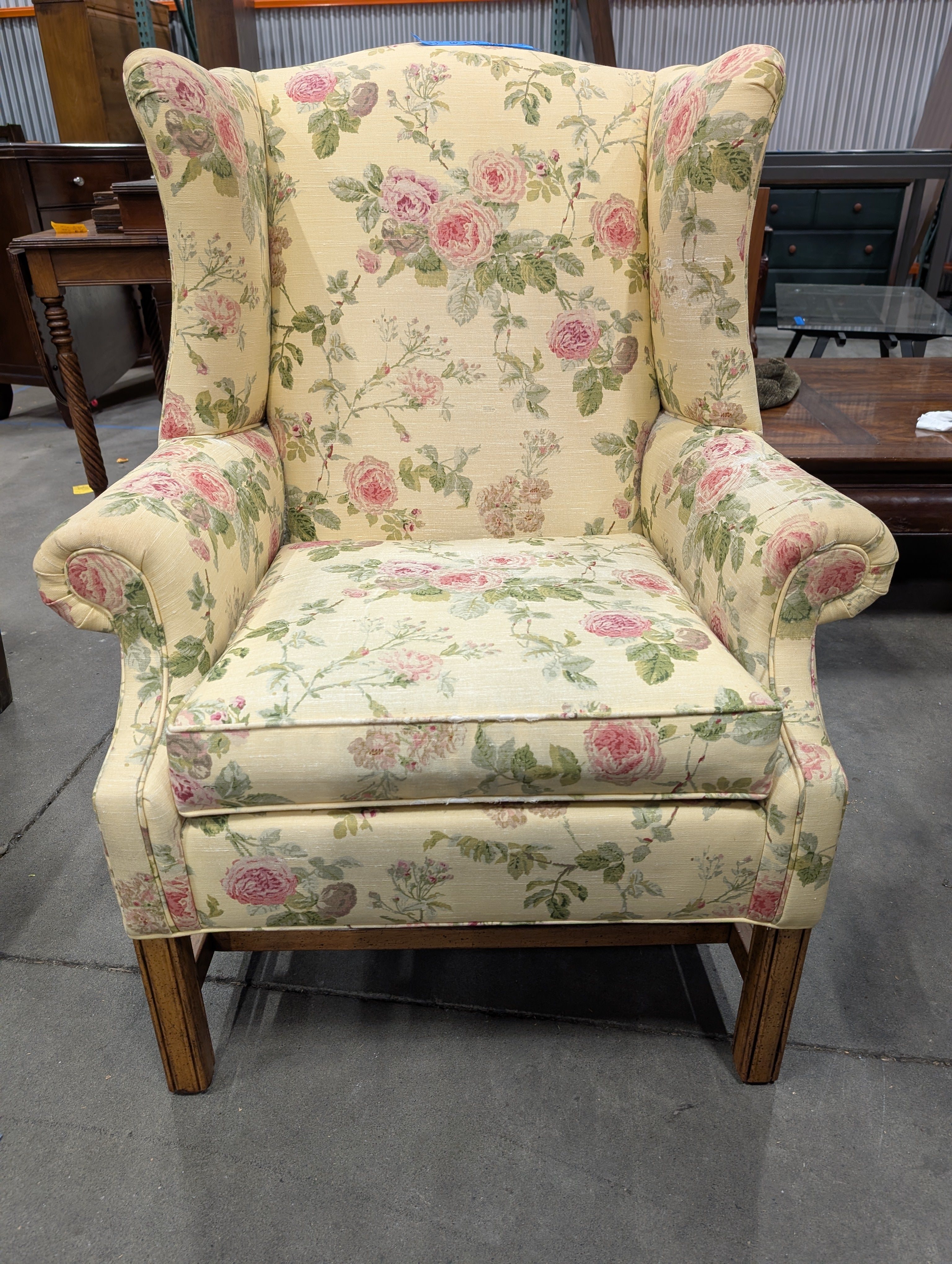 Ethan Allen Floral Wingback Chair