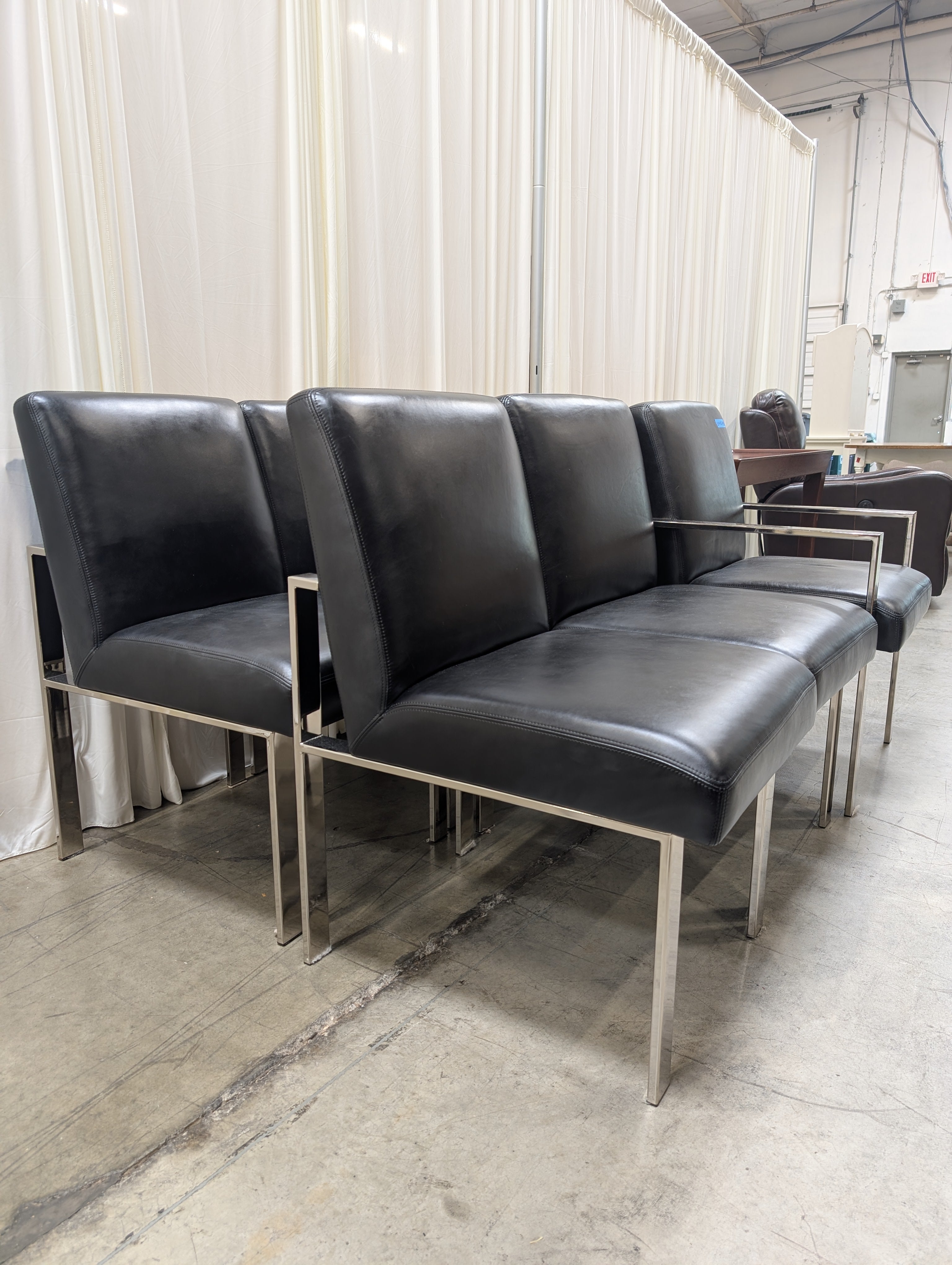 Set of Six Black Dining Chair in Faux Leather