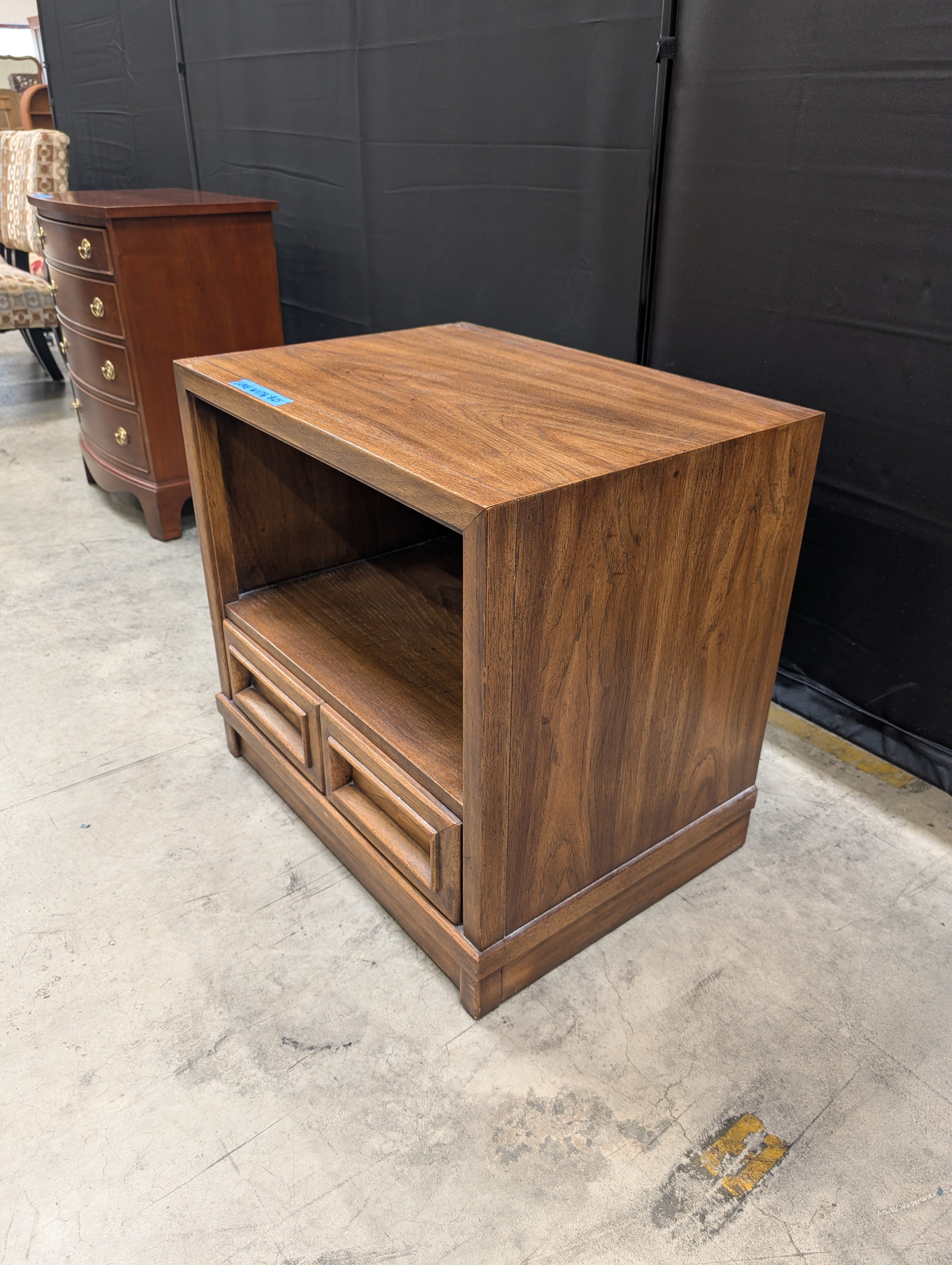Mid-Century Drexel Brown Wood Nightstand with Open Shelf