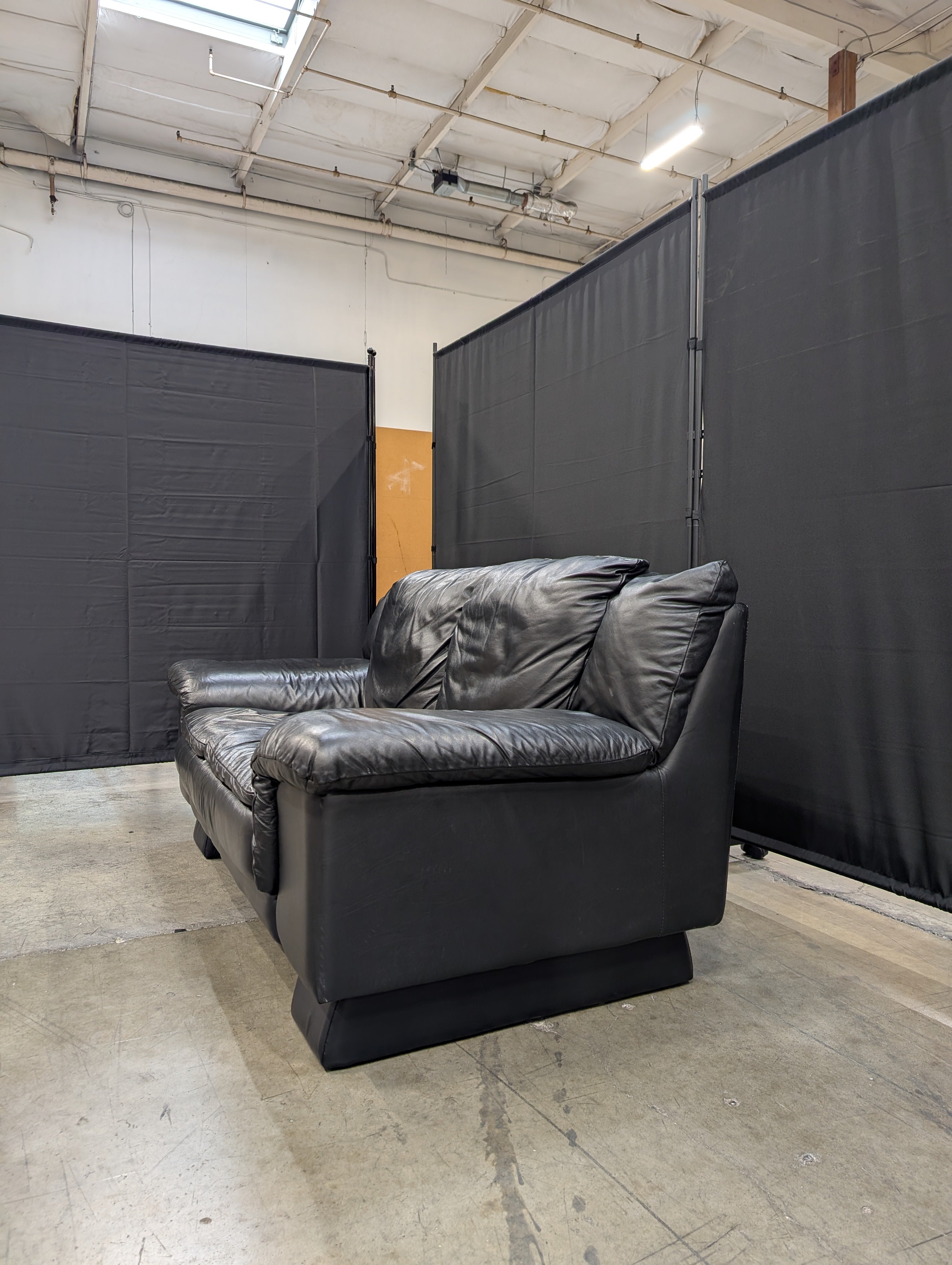 Black Faux Leather Loveseat