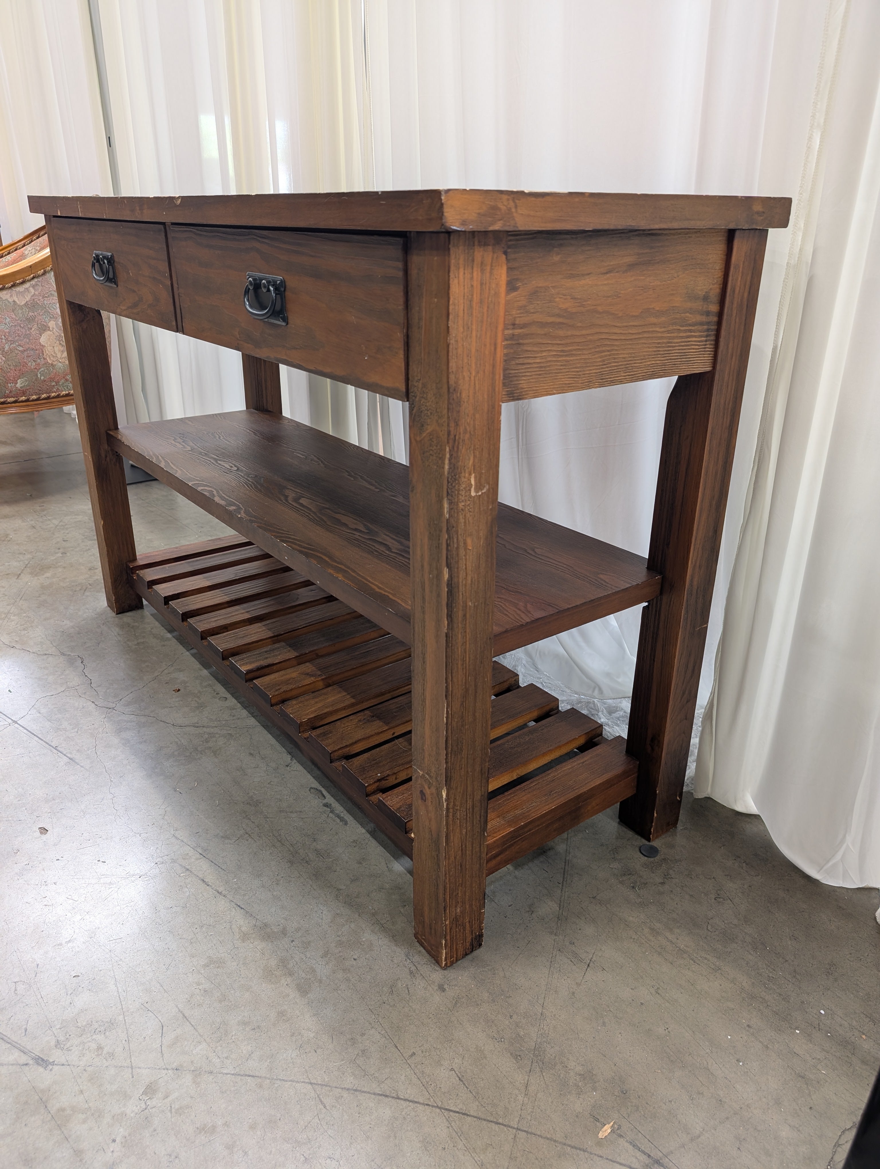 Rustic Brown Wood Console Table with Drawers