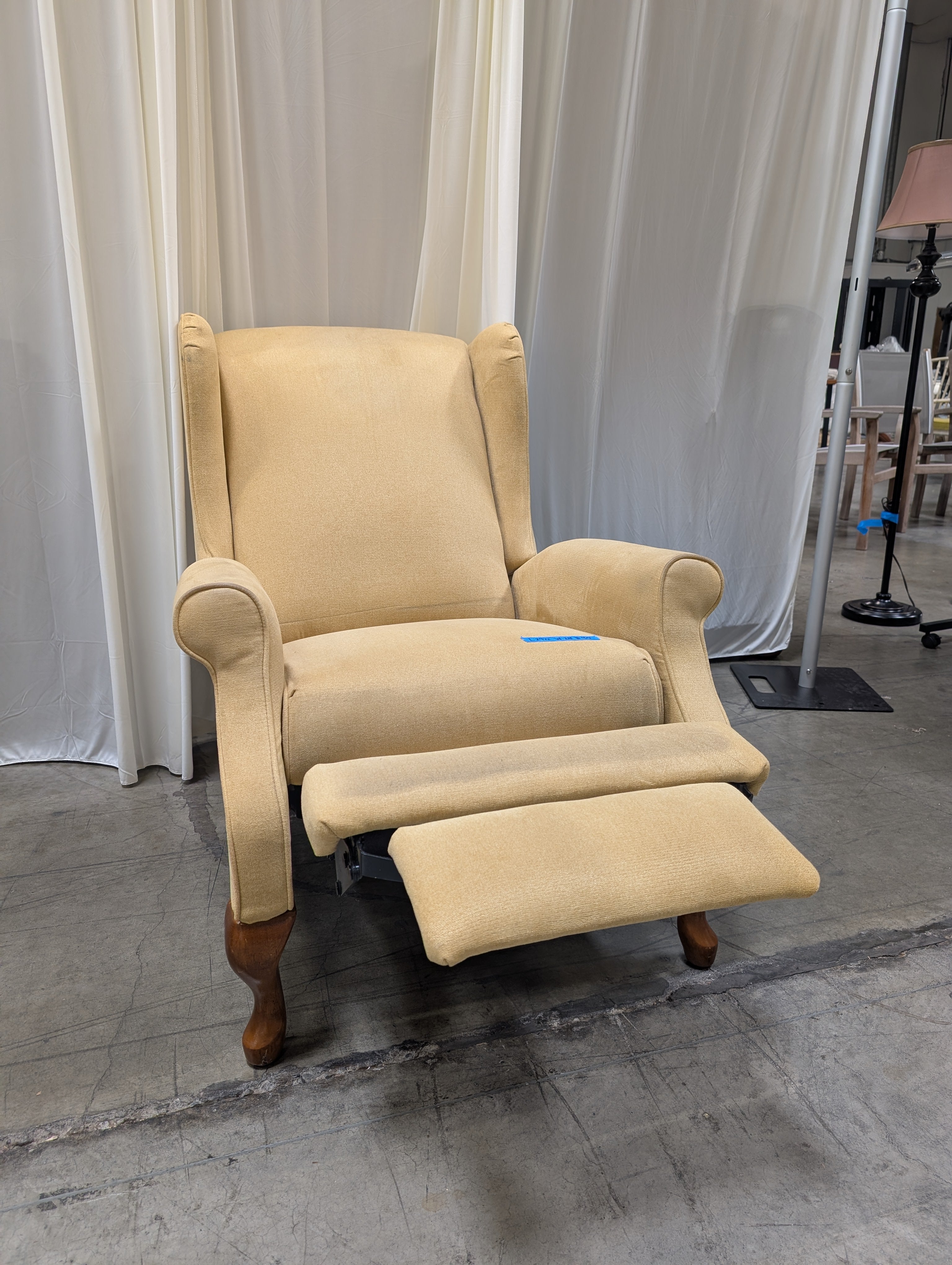 Vintage Yellow LaZboy Wingback Chair in Velvet