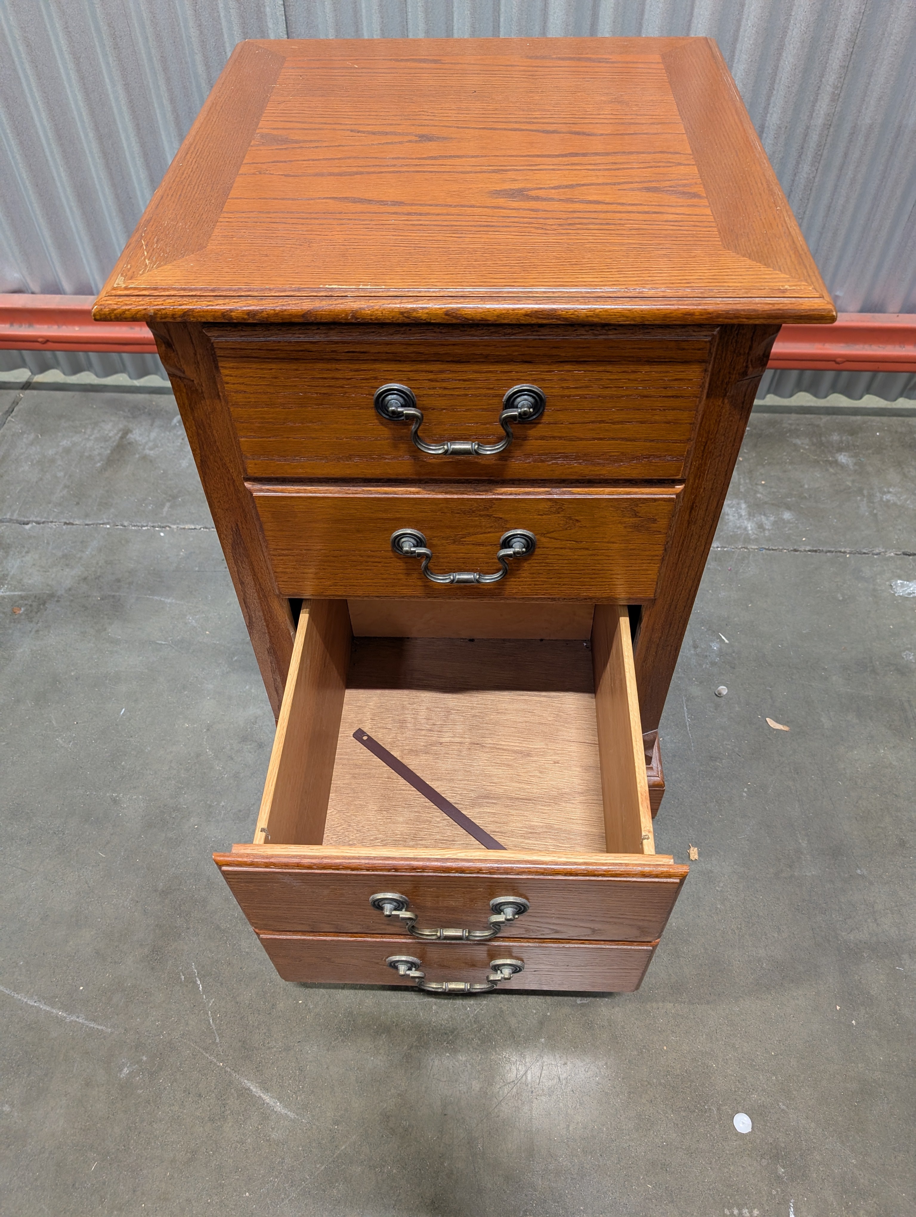 Two-Drawer Wooden file cabinet with Ornate Pulls