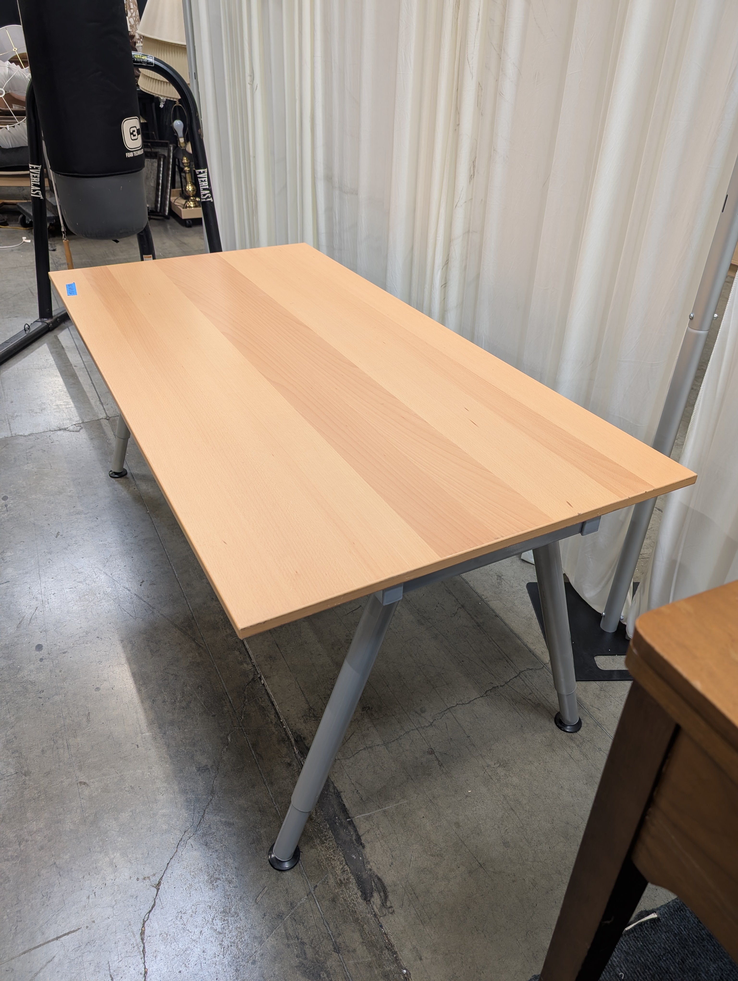 Light Wood Veneer Ikea Desk with Adjustable Legs