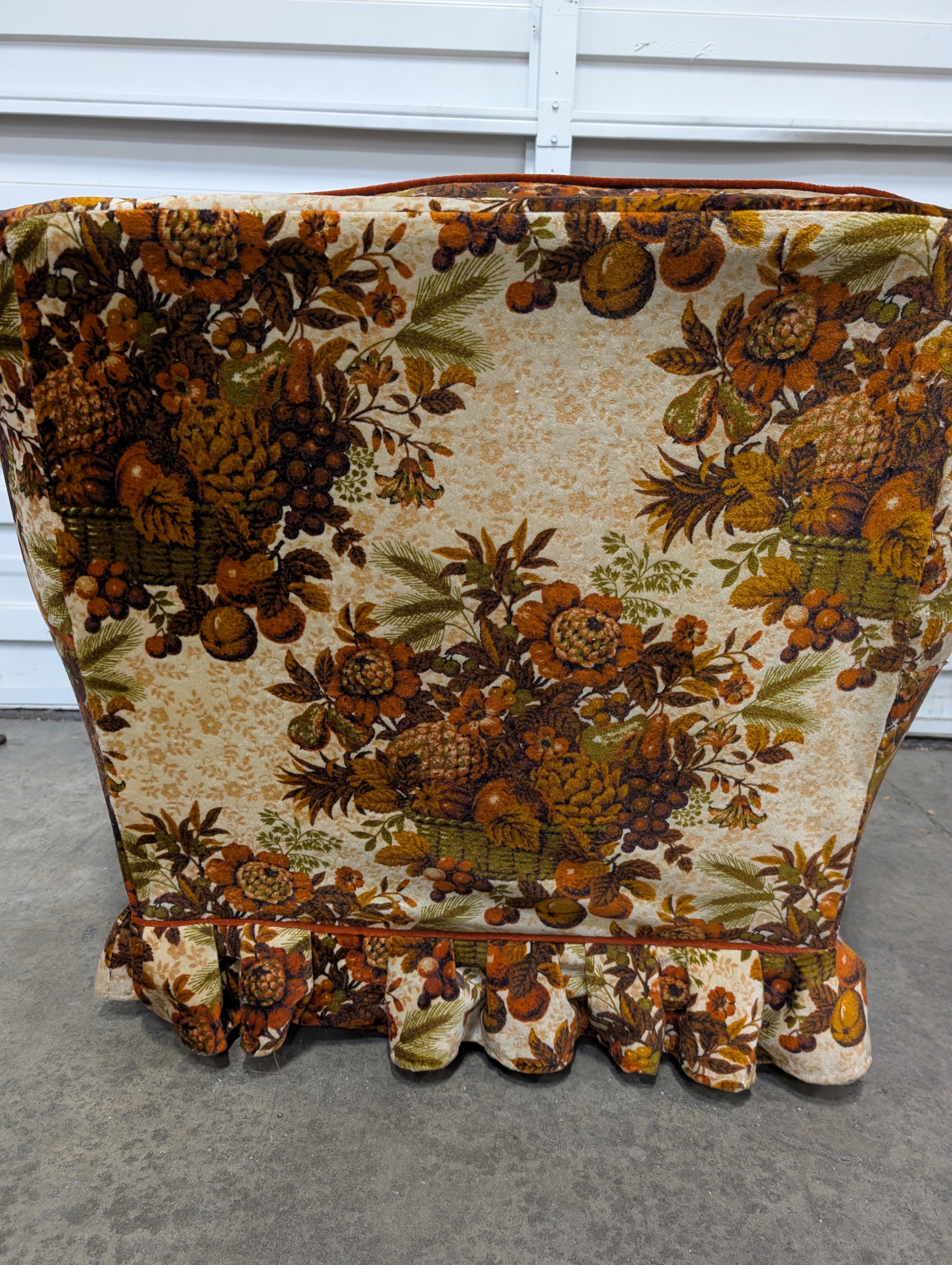 Vintage Floral Upholstered Armchair and Ottoman Set
