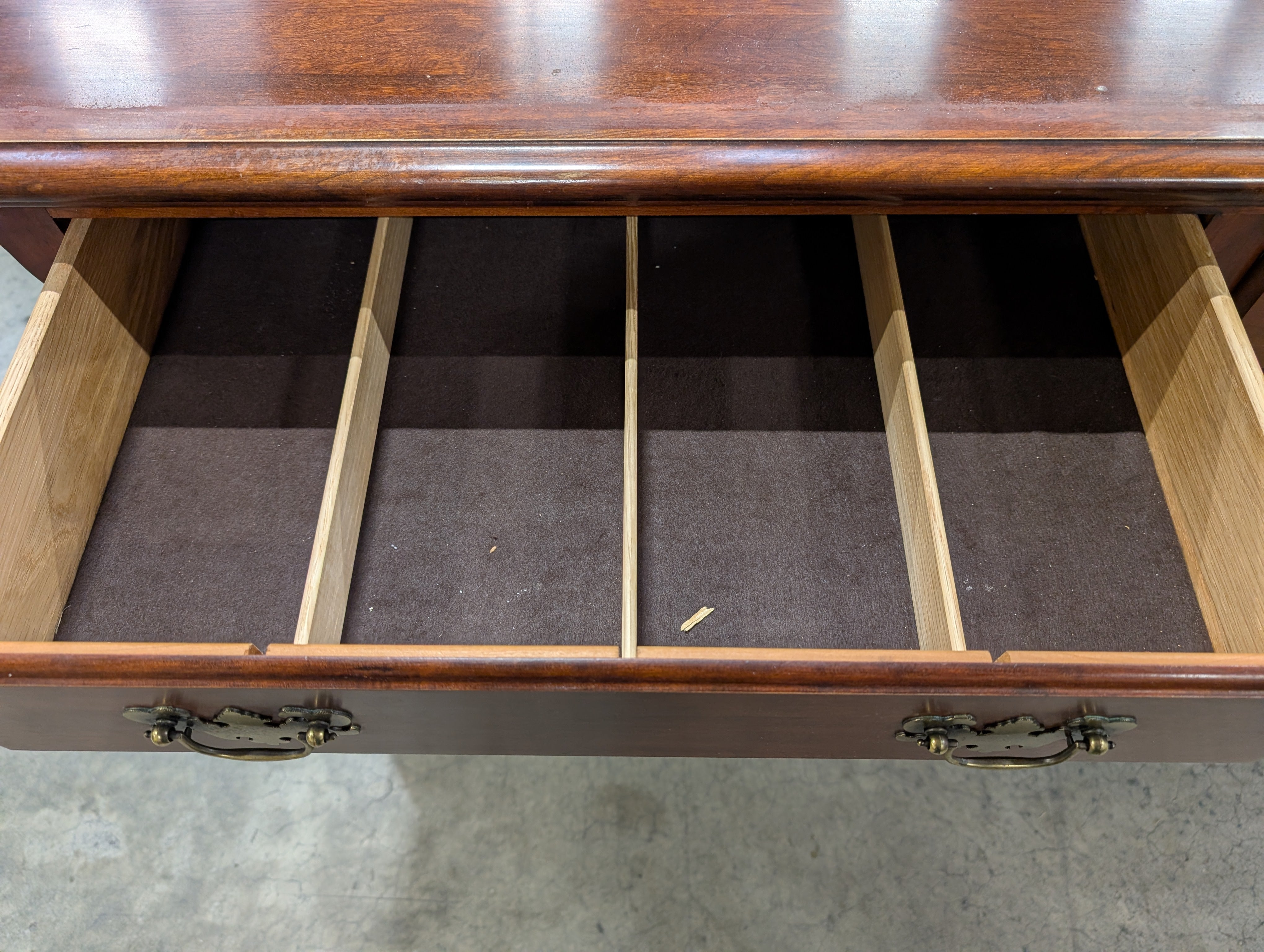 Richly Stained Wooden Display Cabinet with Glass Doors