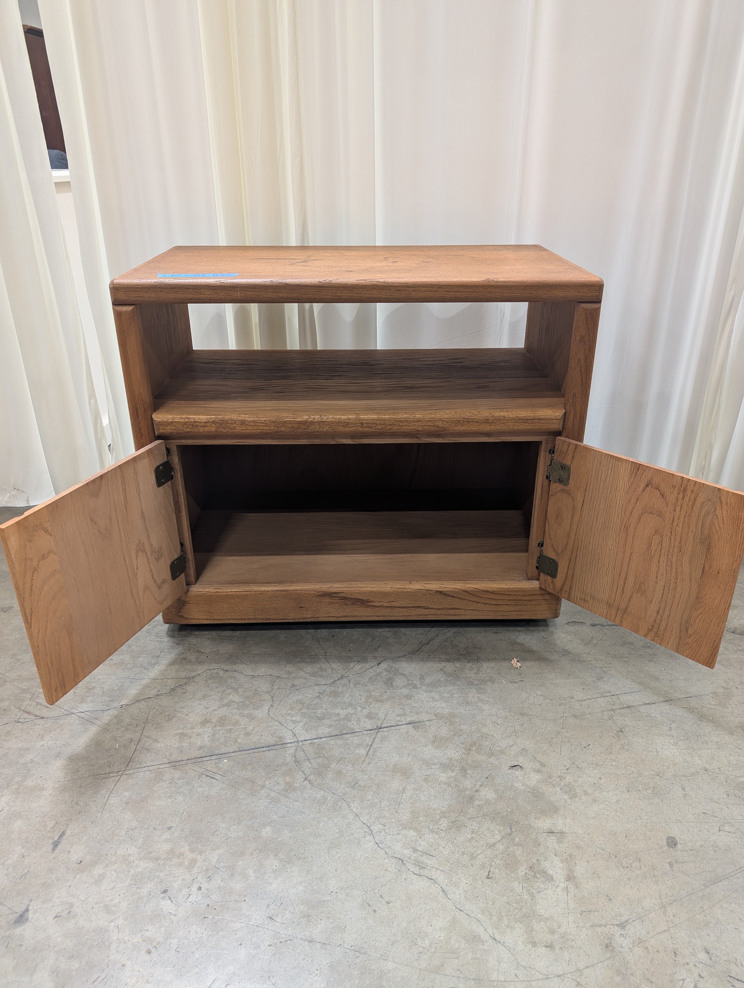 Mid-Century Style Two-Door TV Stand in Oak
