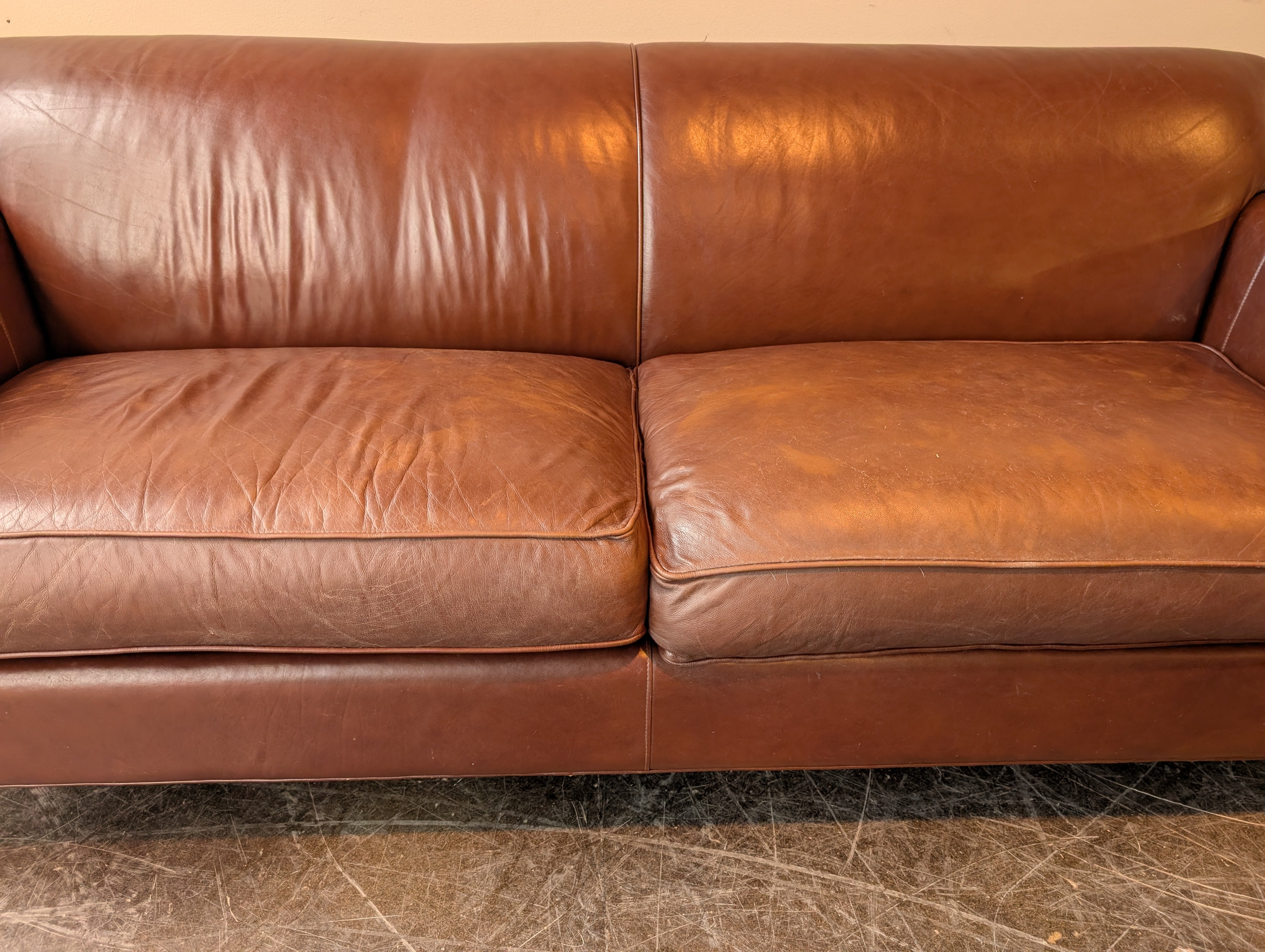 Crate and Barrel Axis 82" Genuine Leather Sofa in Excellent Condition