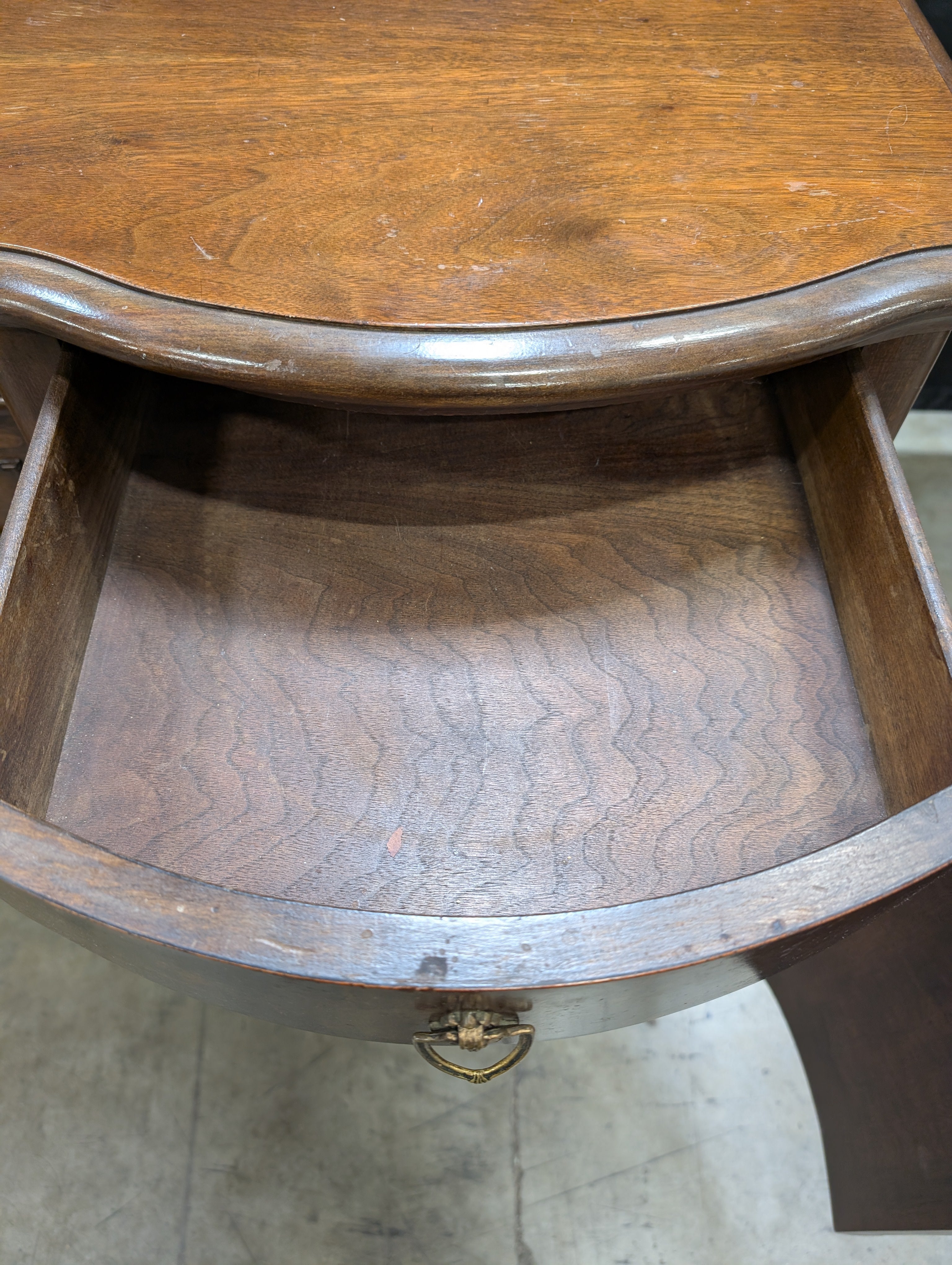 Vintage Dark Wood Sideboard with Curved Front and Cabriole Legs