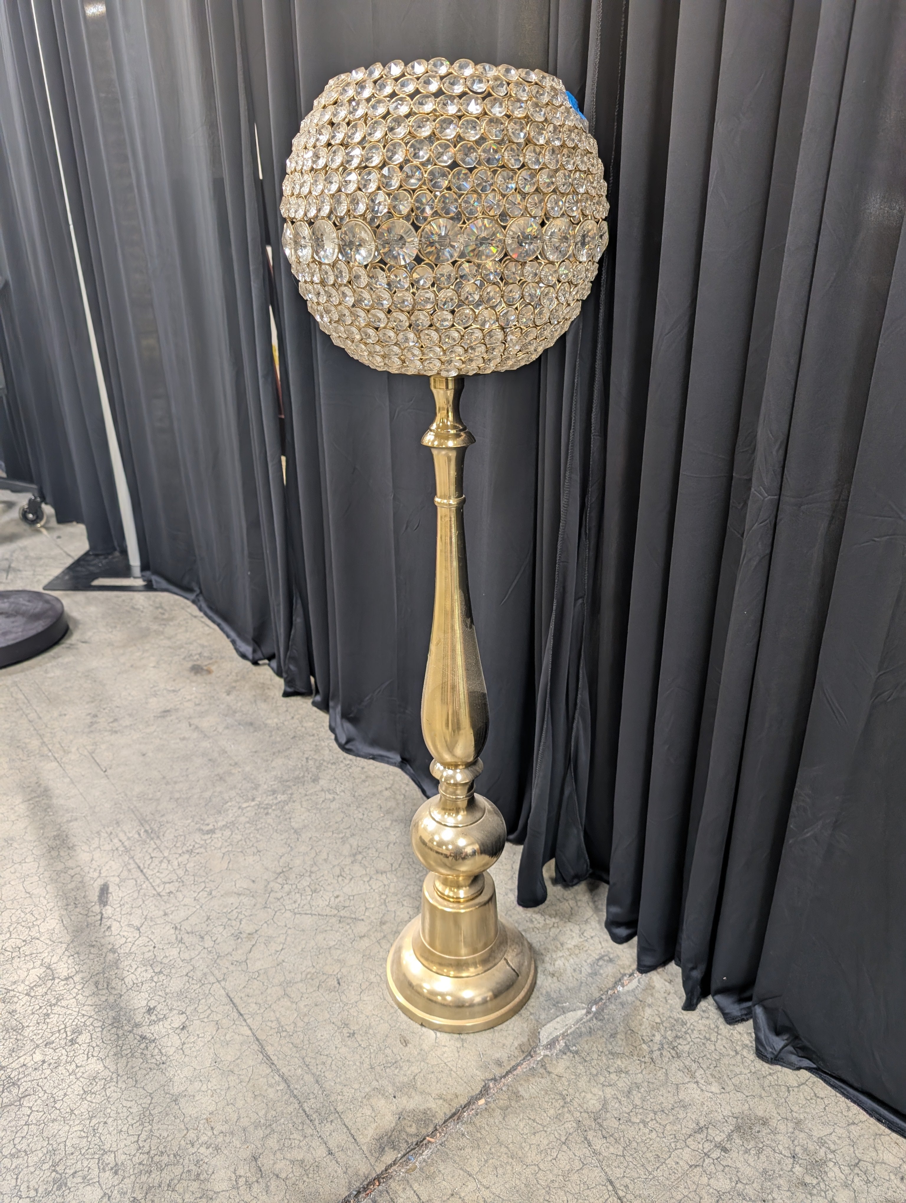 Gold Crystal Globe Floor Candle Holder
