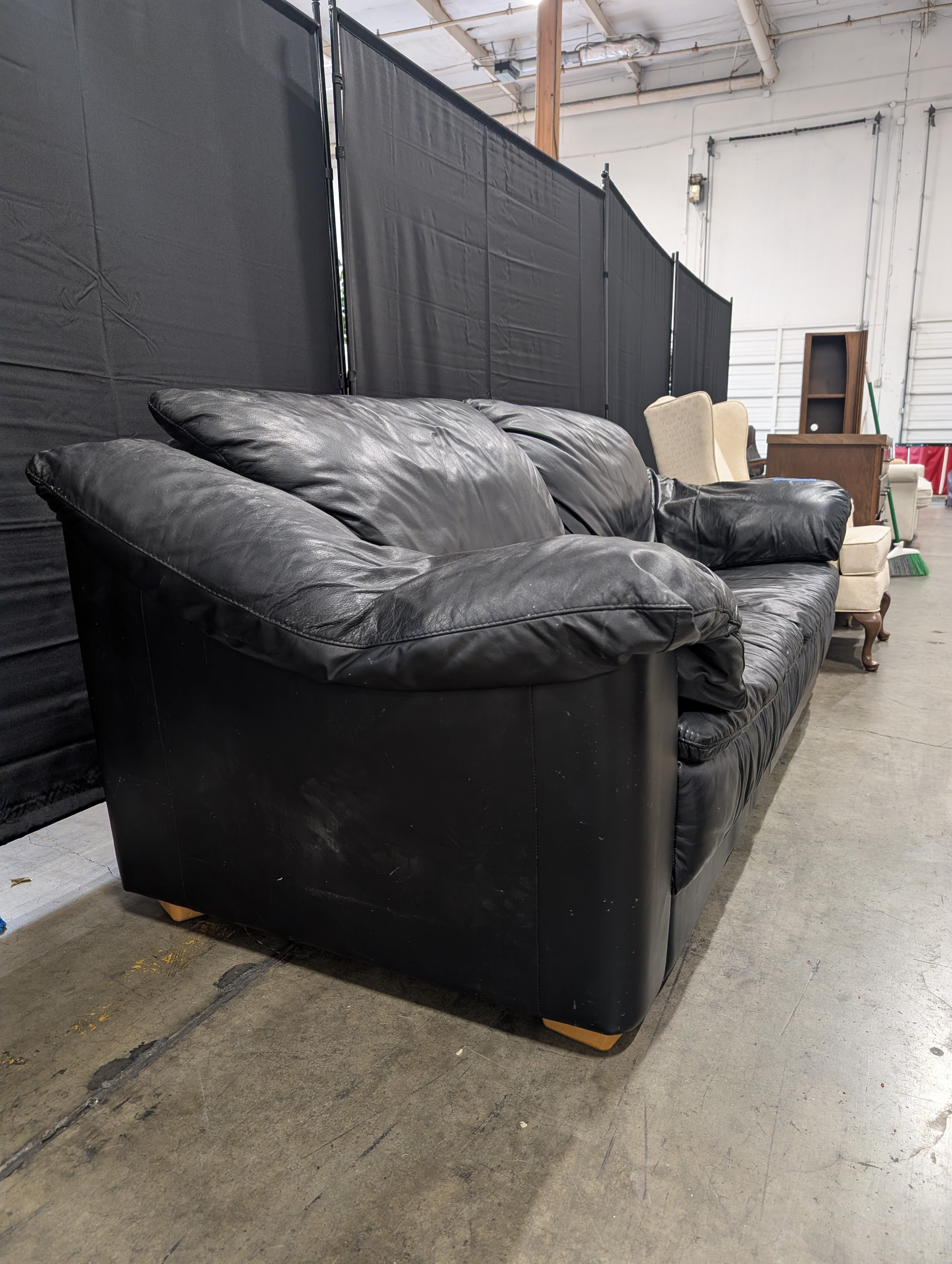 Plush Leather Two-Seater Sofa