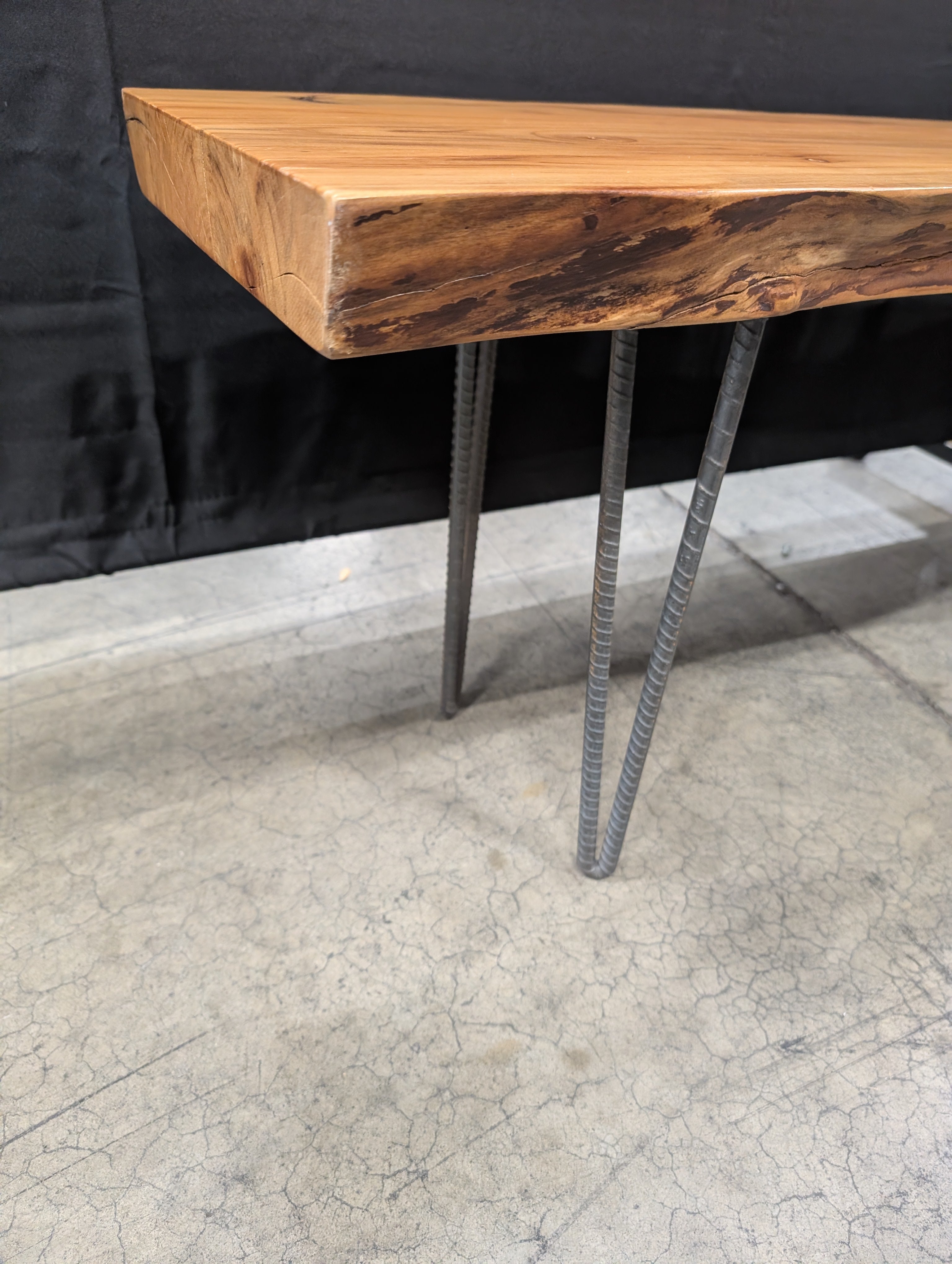 Rustic Live Edge Wood Slab Bench with Hairpin Legs