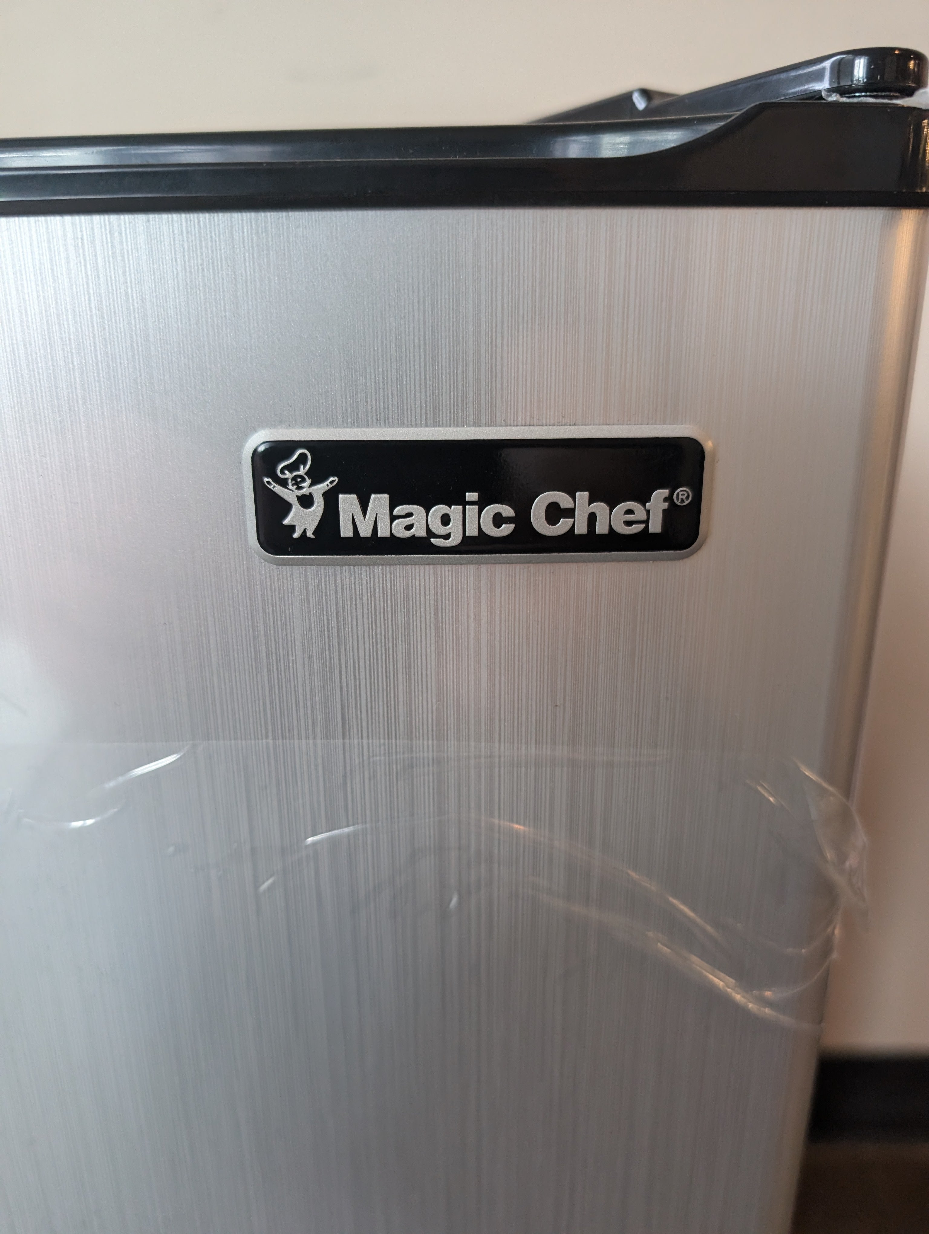 Compact Mini Refrigerator with Silver Door