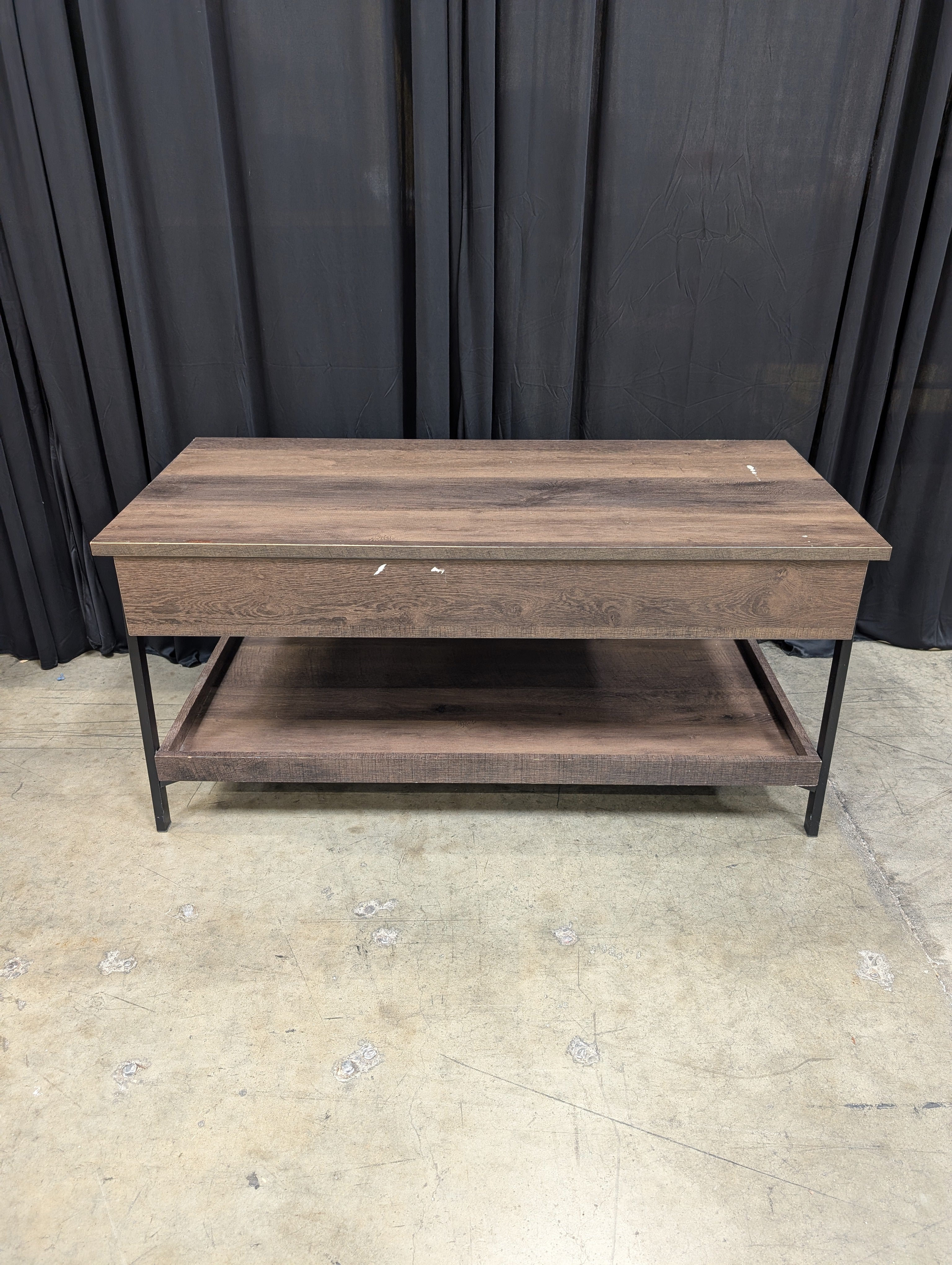 Dark Wood Lift-Top Coffee Table with Storage Shelf