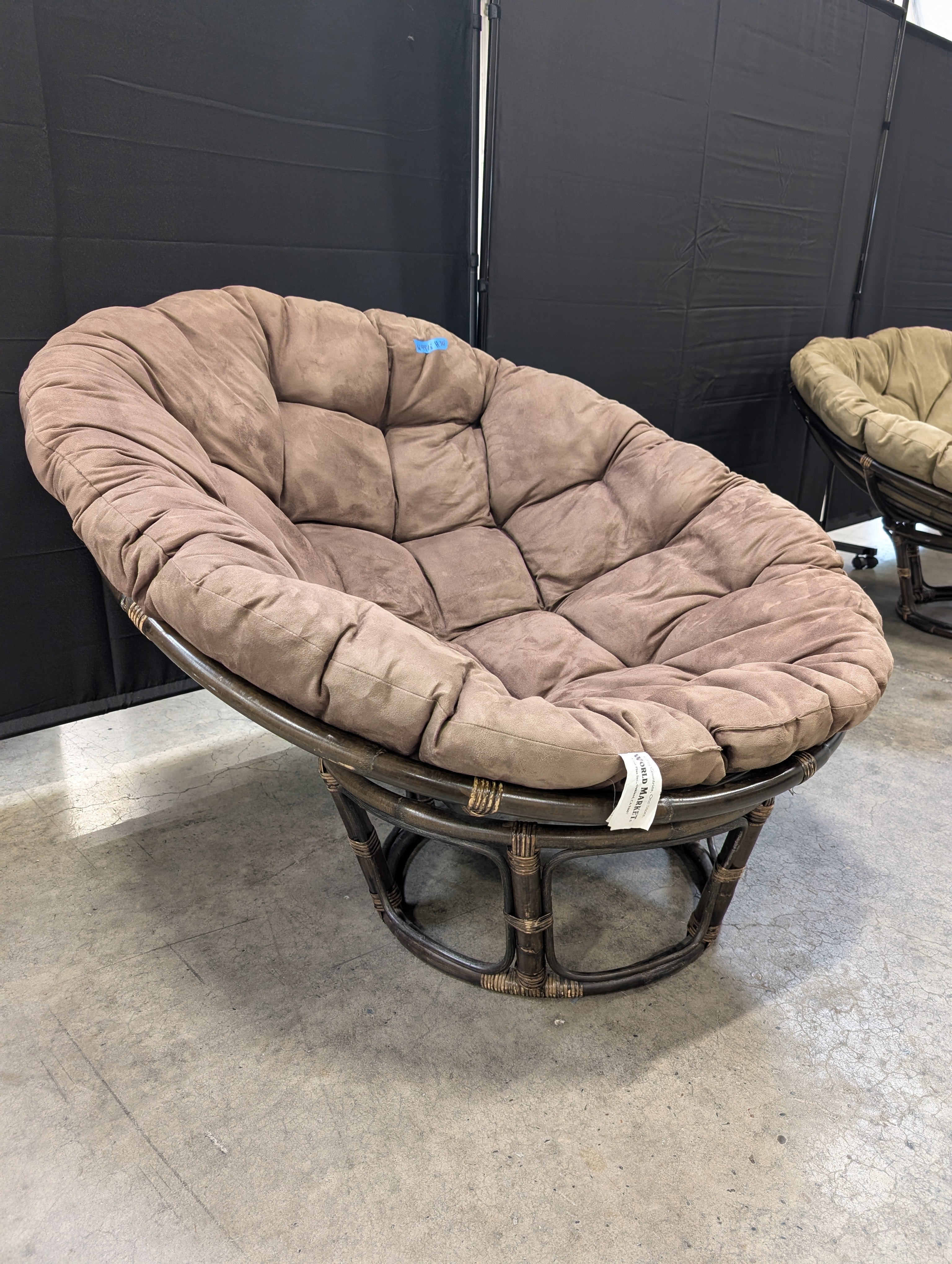 World Market Brown Papasan Chair with Tufted Cushion