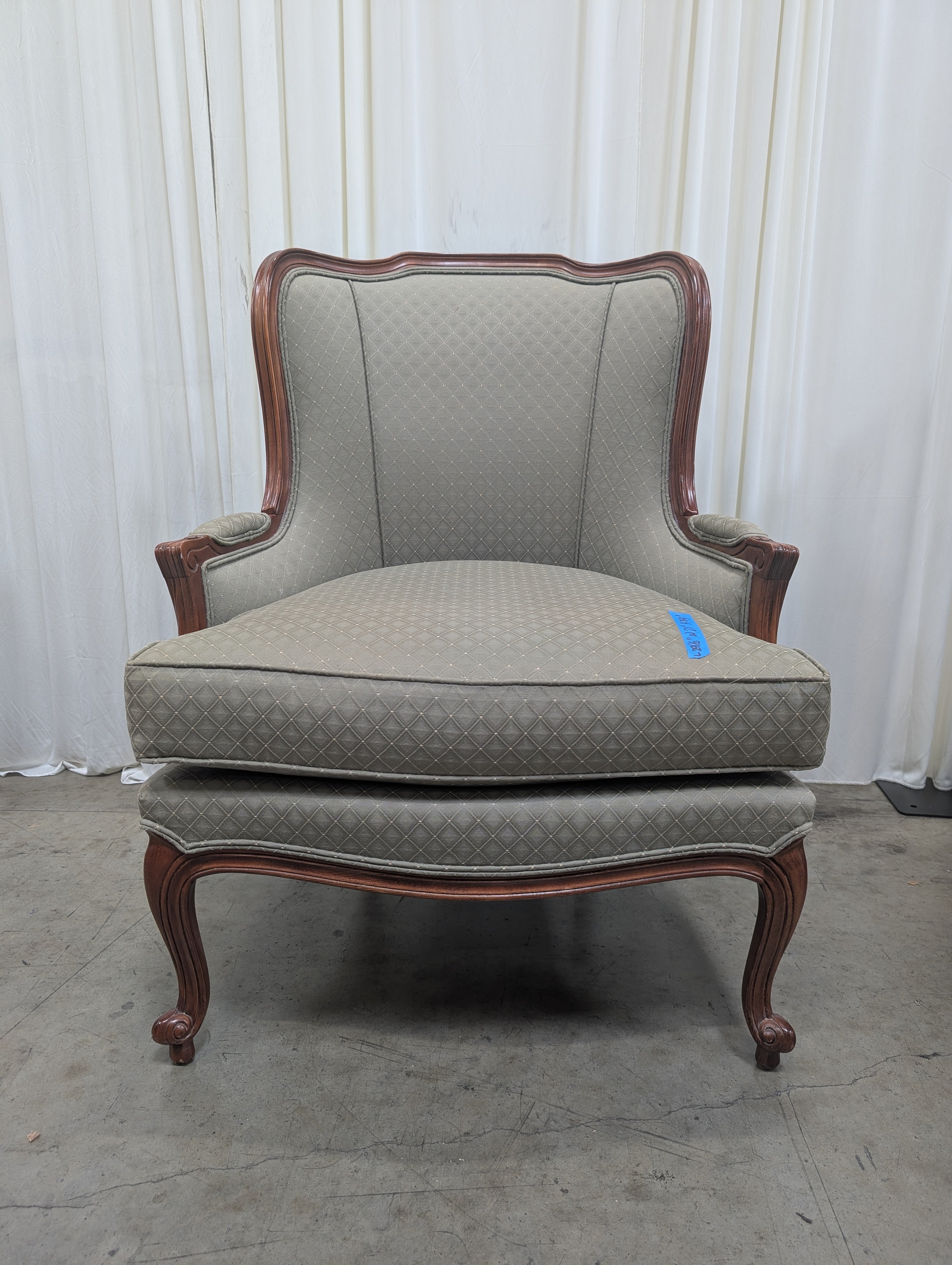 ETHAN ALLEN Carved Wood Frame Armchair