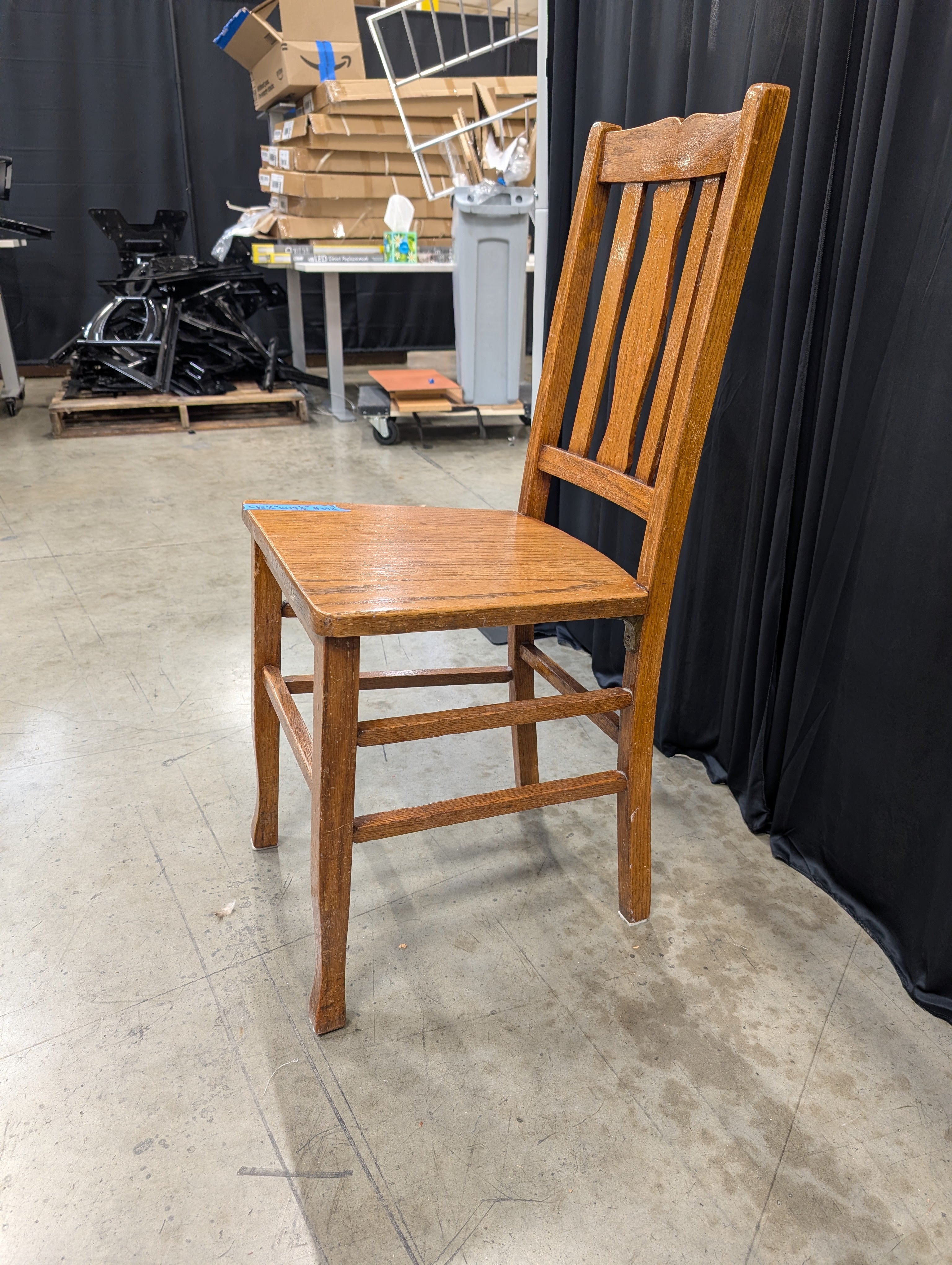 Vintage Style Brown Wood Side Chair with Carved Backrest