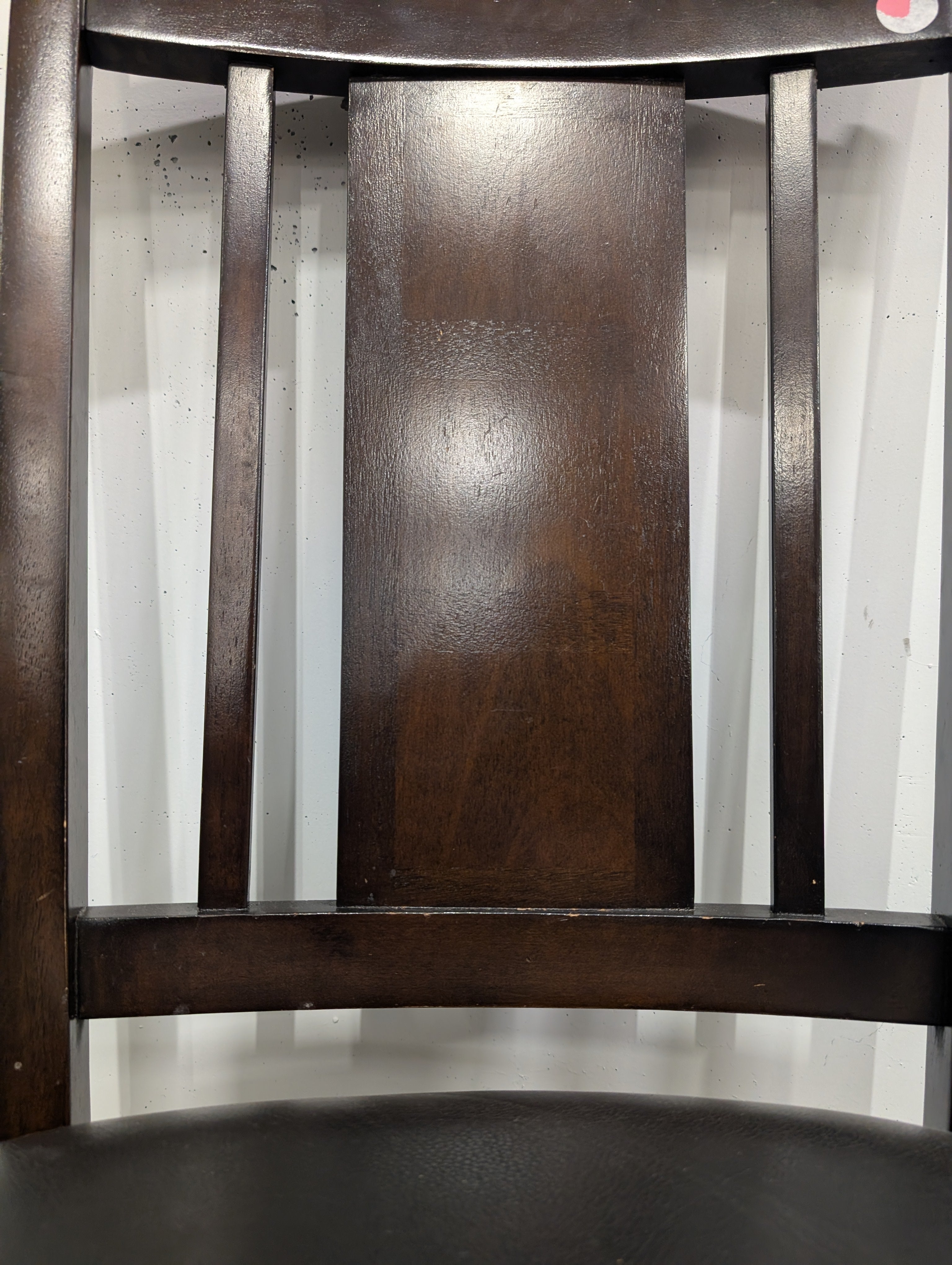 Dark Brown Hardwood Dining Chair with Vinyl Seat