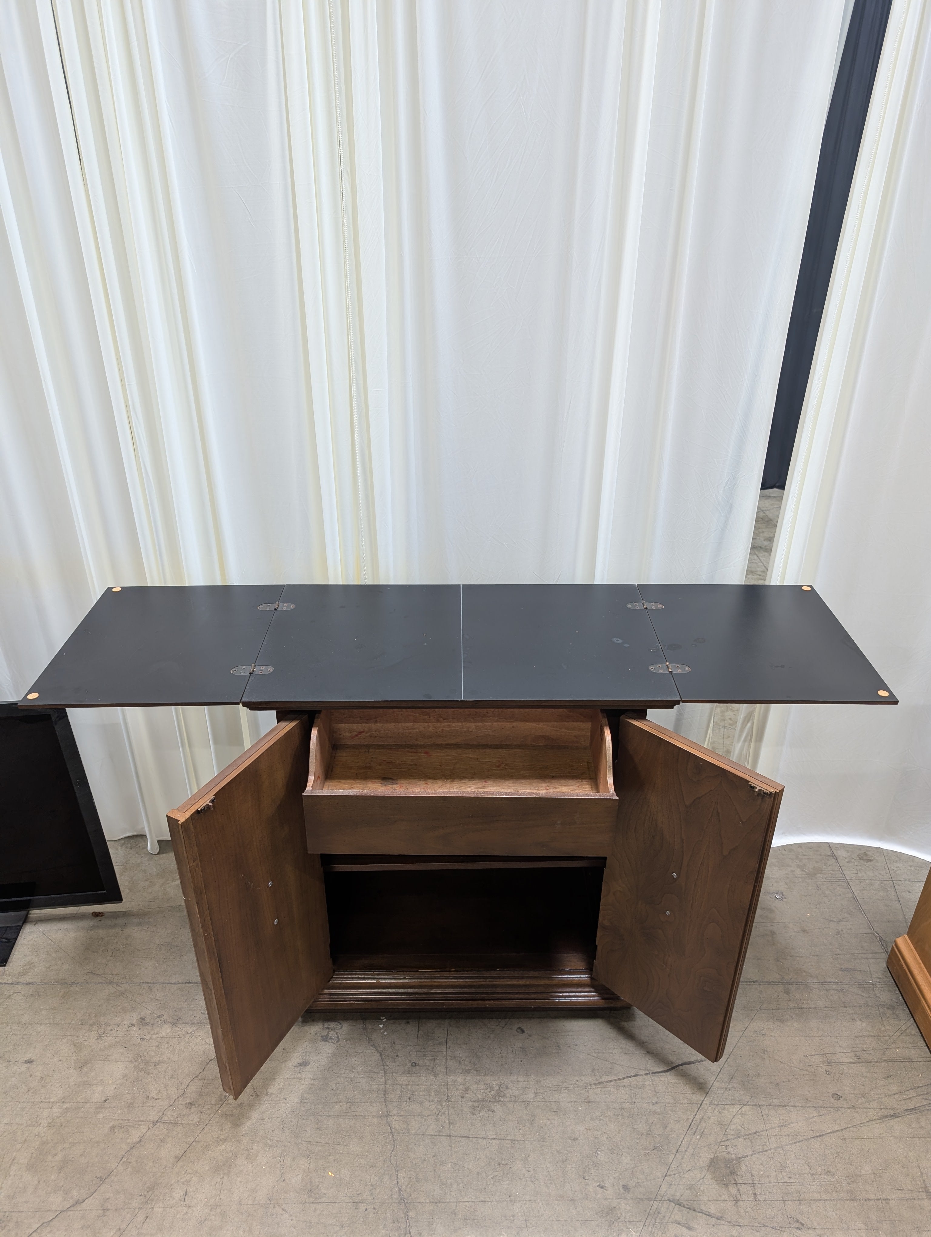 Drexel Brutalist Carved Wood Buffet with Ornate Pulls