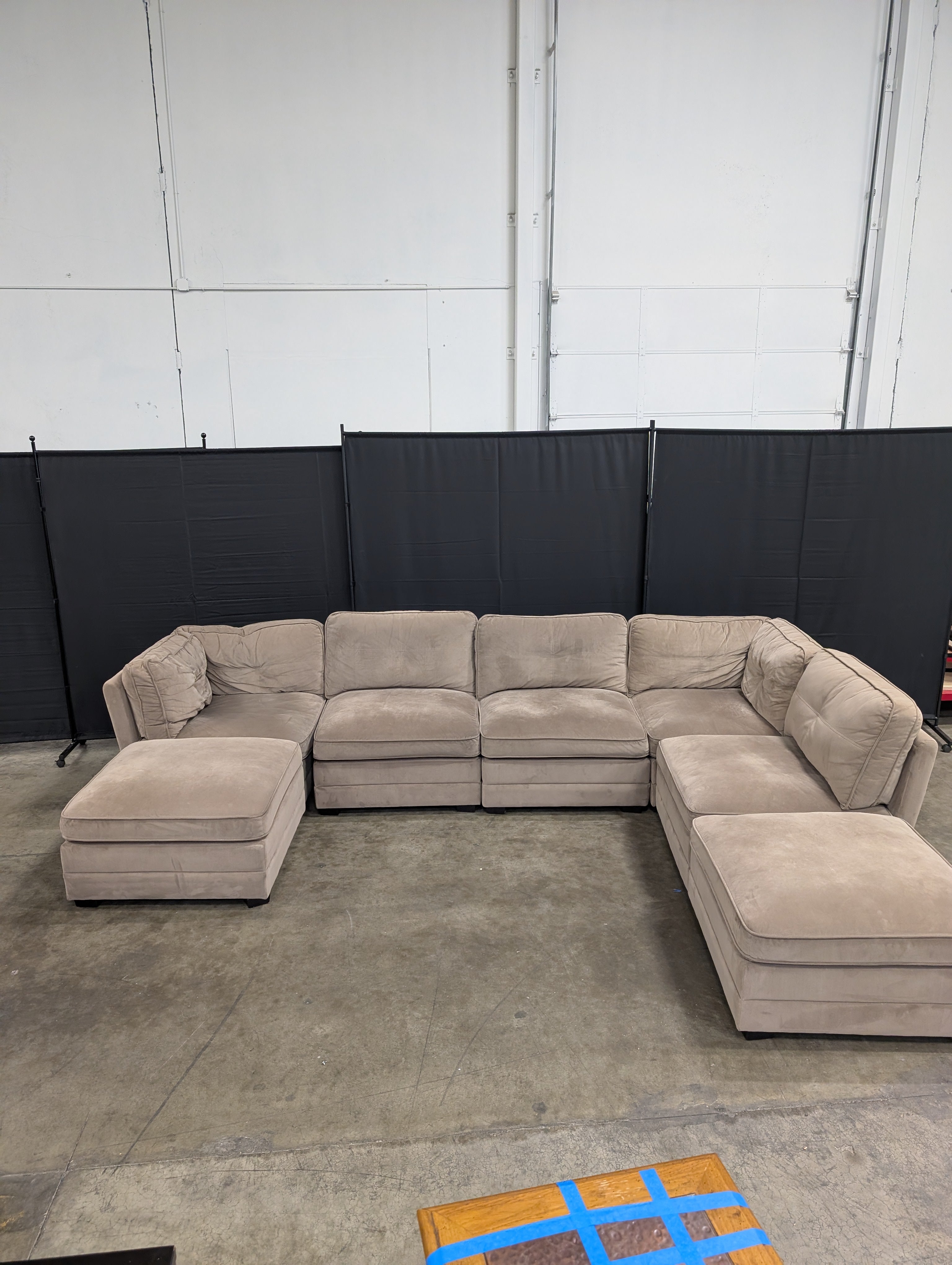 Modular Taupe Fabric Sectional Couch