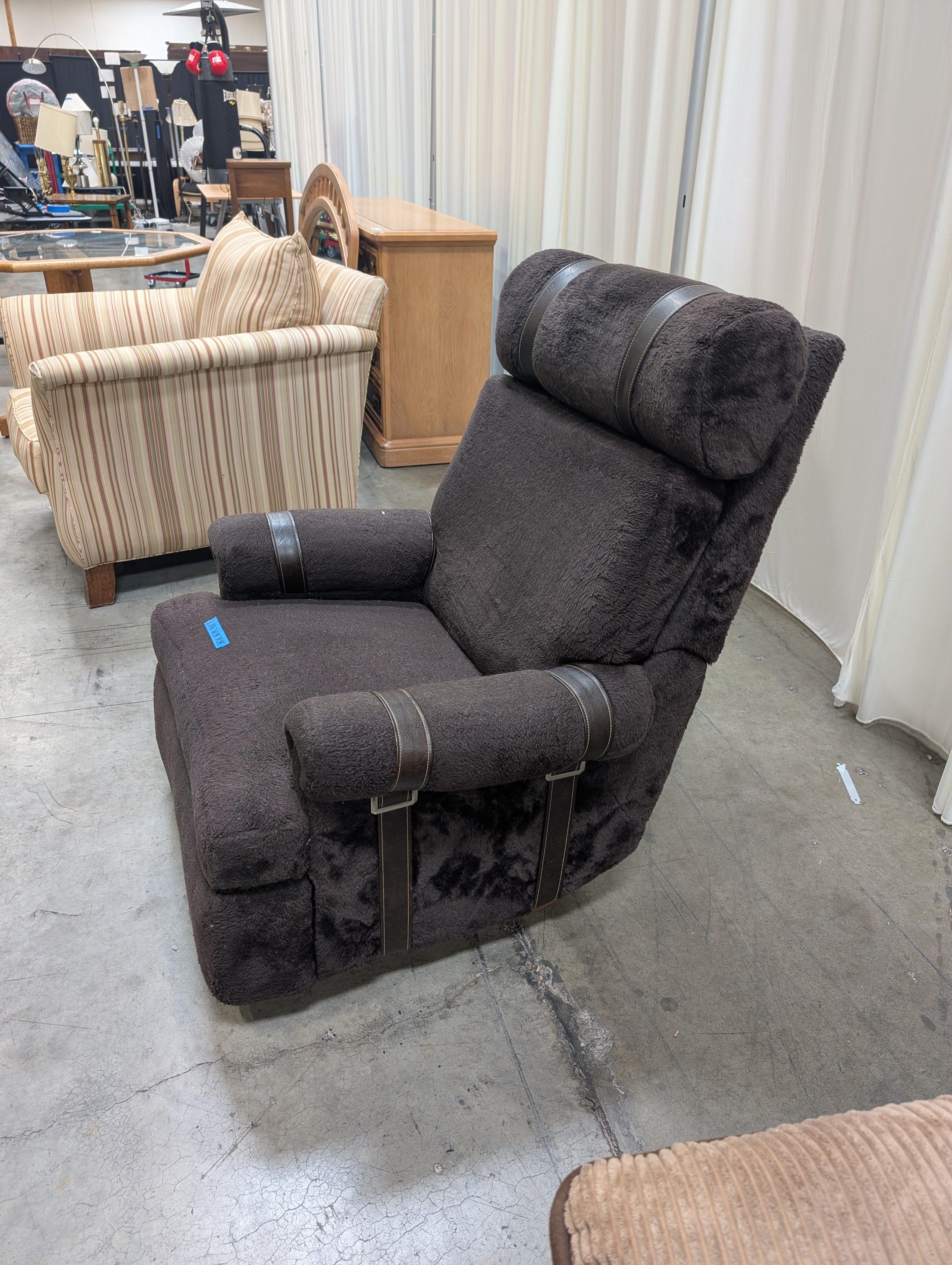 Plush Brown Faux Fur Recliner
