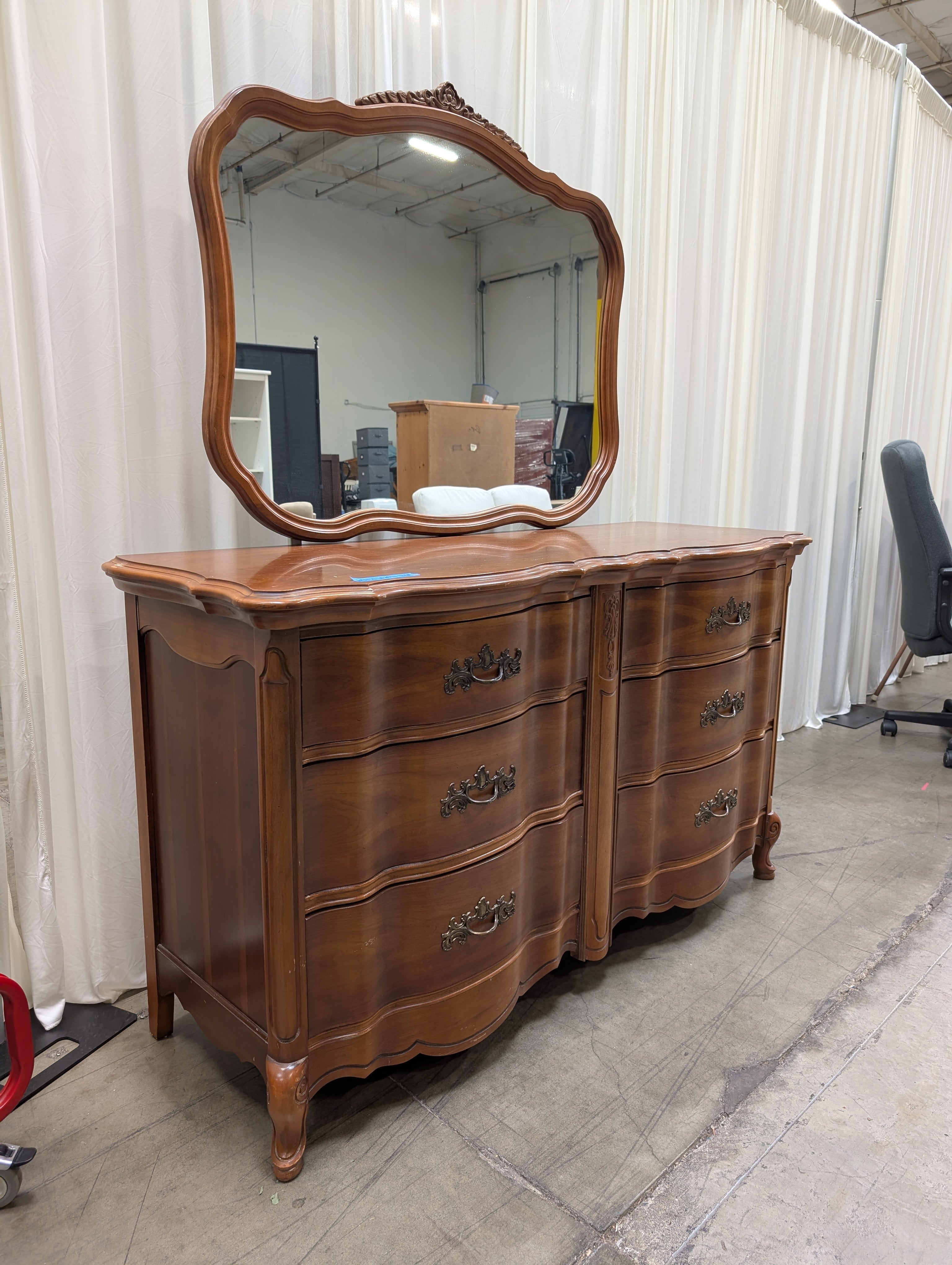 BASSETT French Provincial Wood Dresser with Matching Mirror