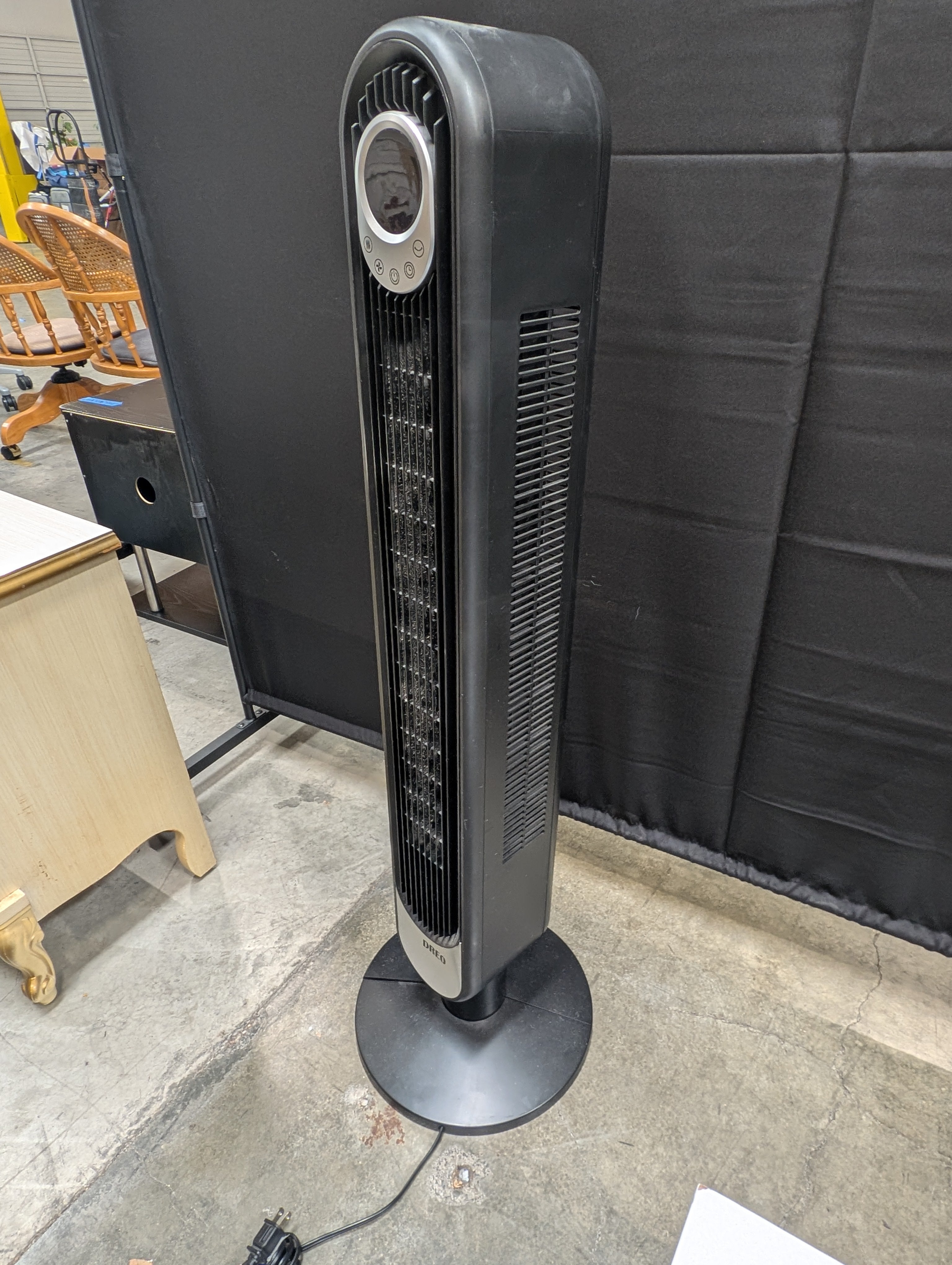 DREO Oscillating Black Tower Fan with Digital Controls