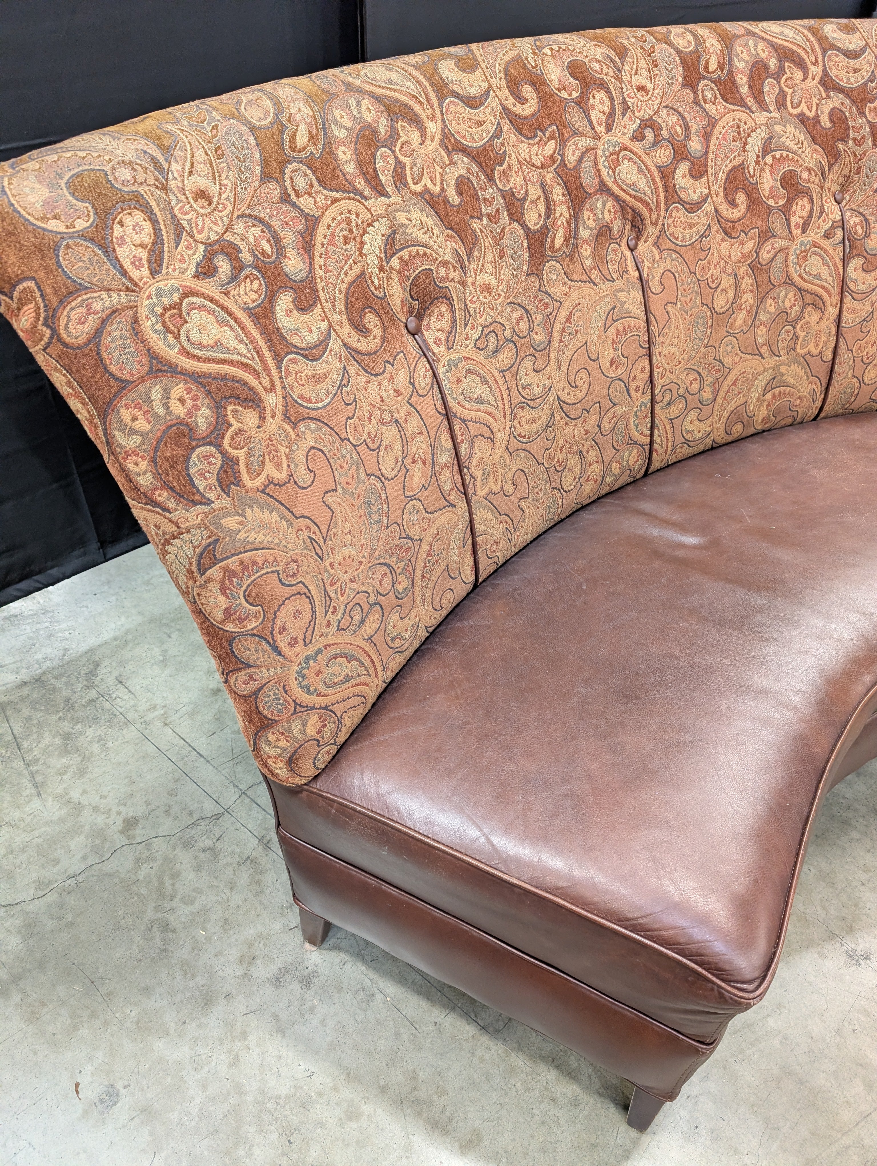 Curved Paisley Upholstered Settee