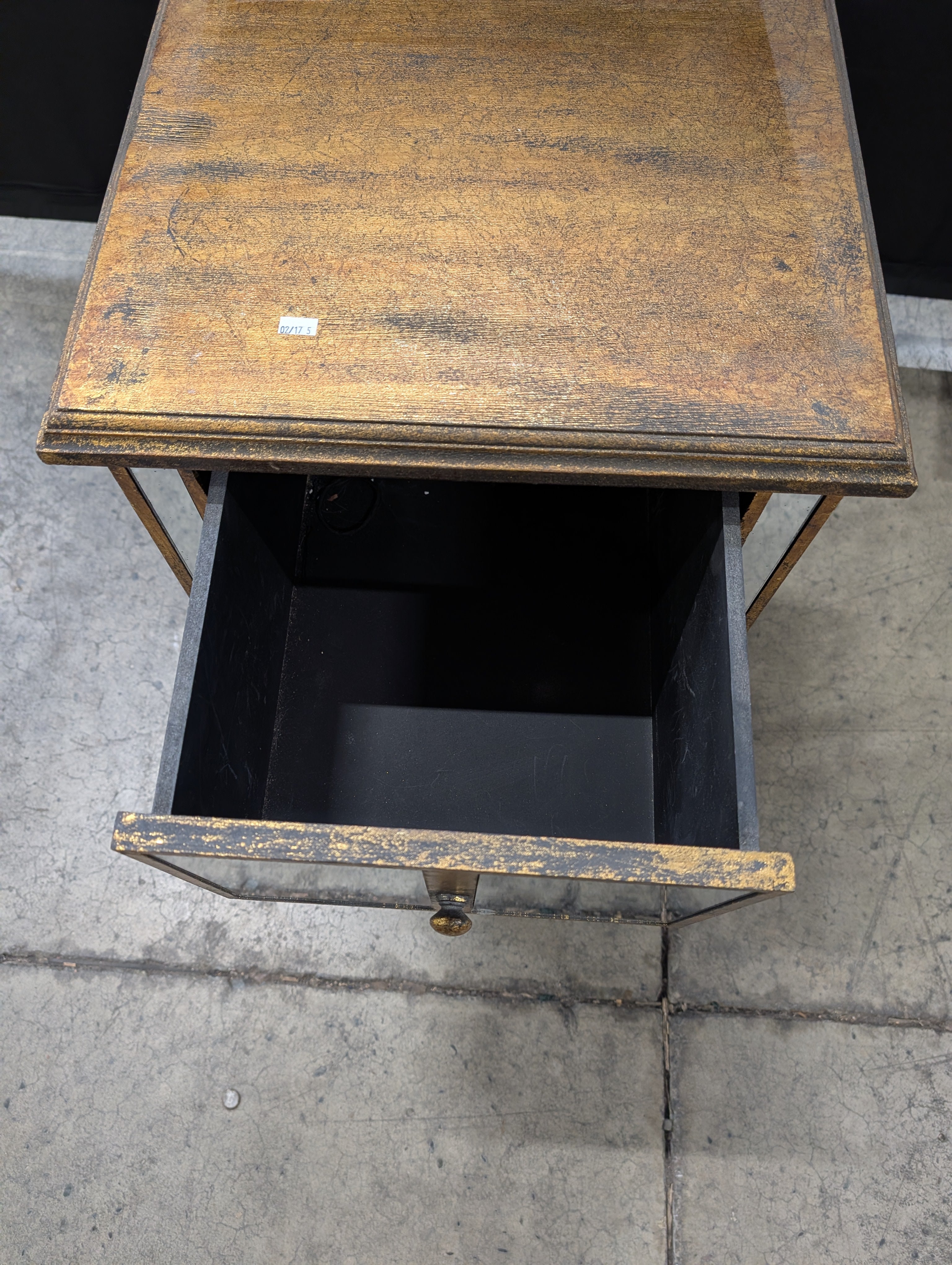 Distressed Gold Mirrored Accent Cabinet