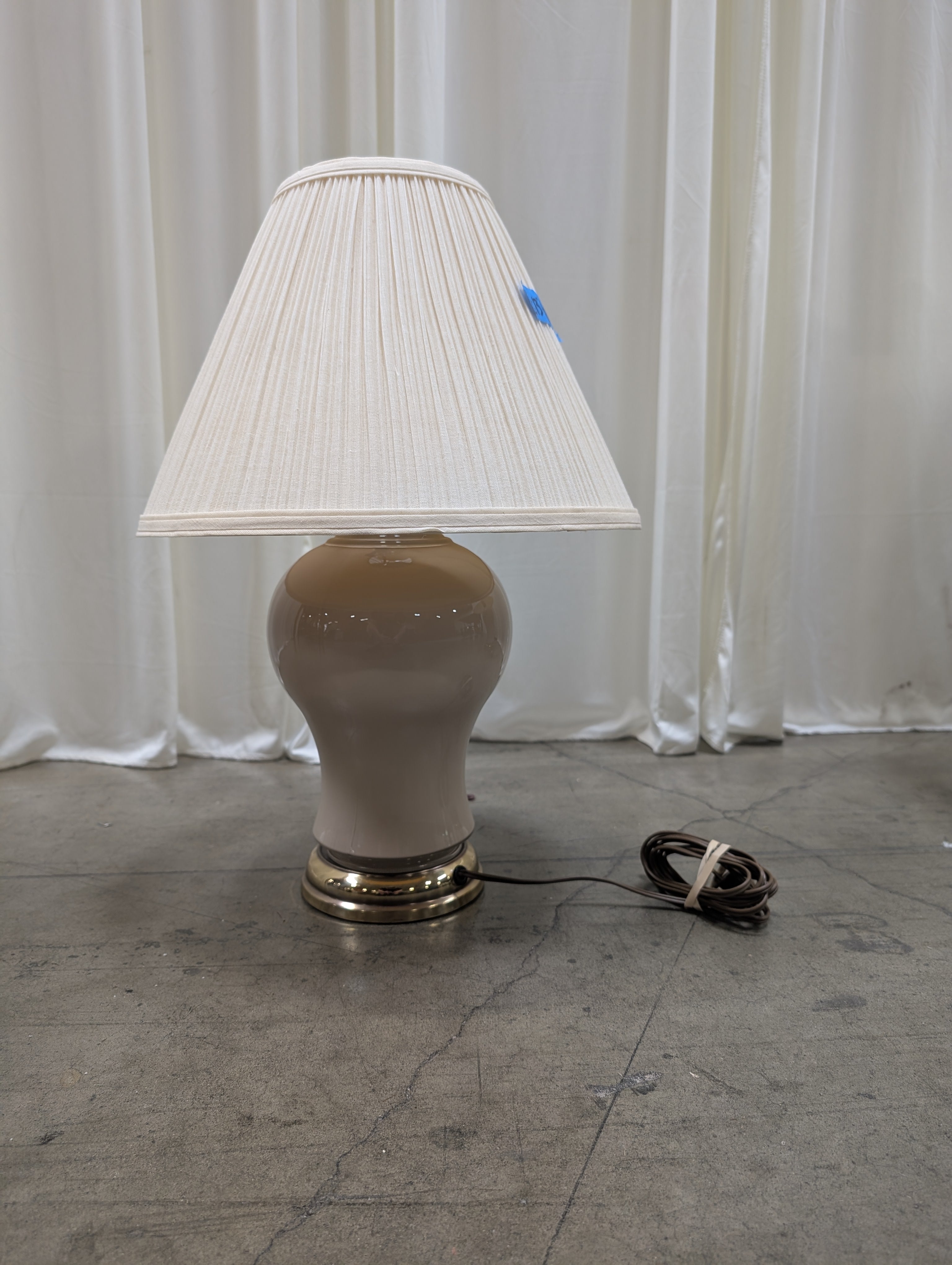 Cream Ceramic Table Lamp with Pleated Shade
