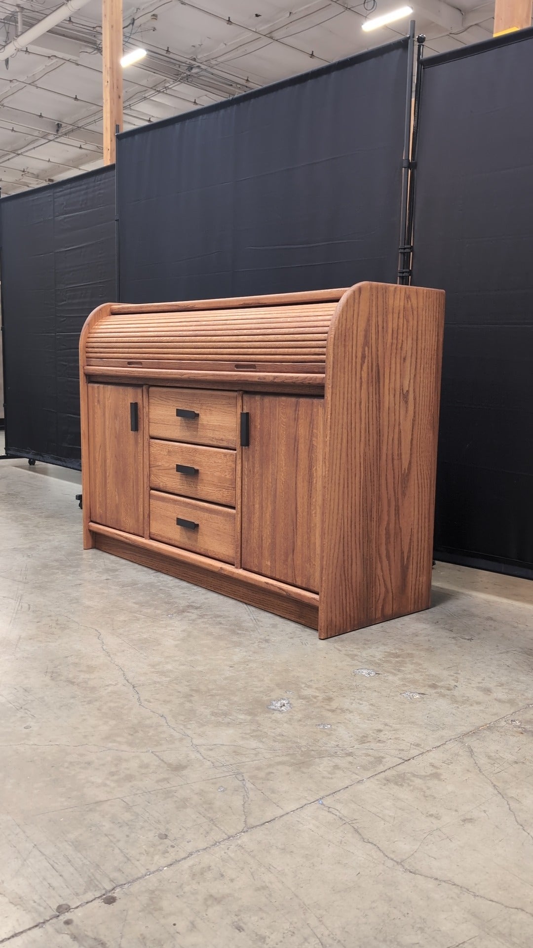 Hardwood Media Console with Storage and Drawers