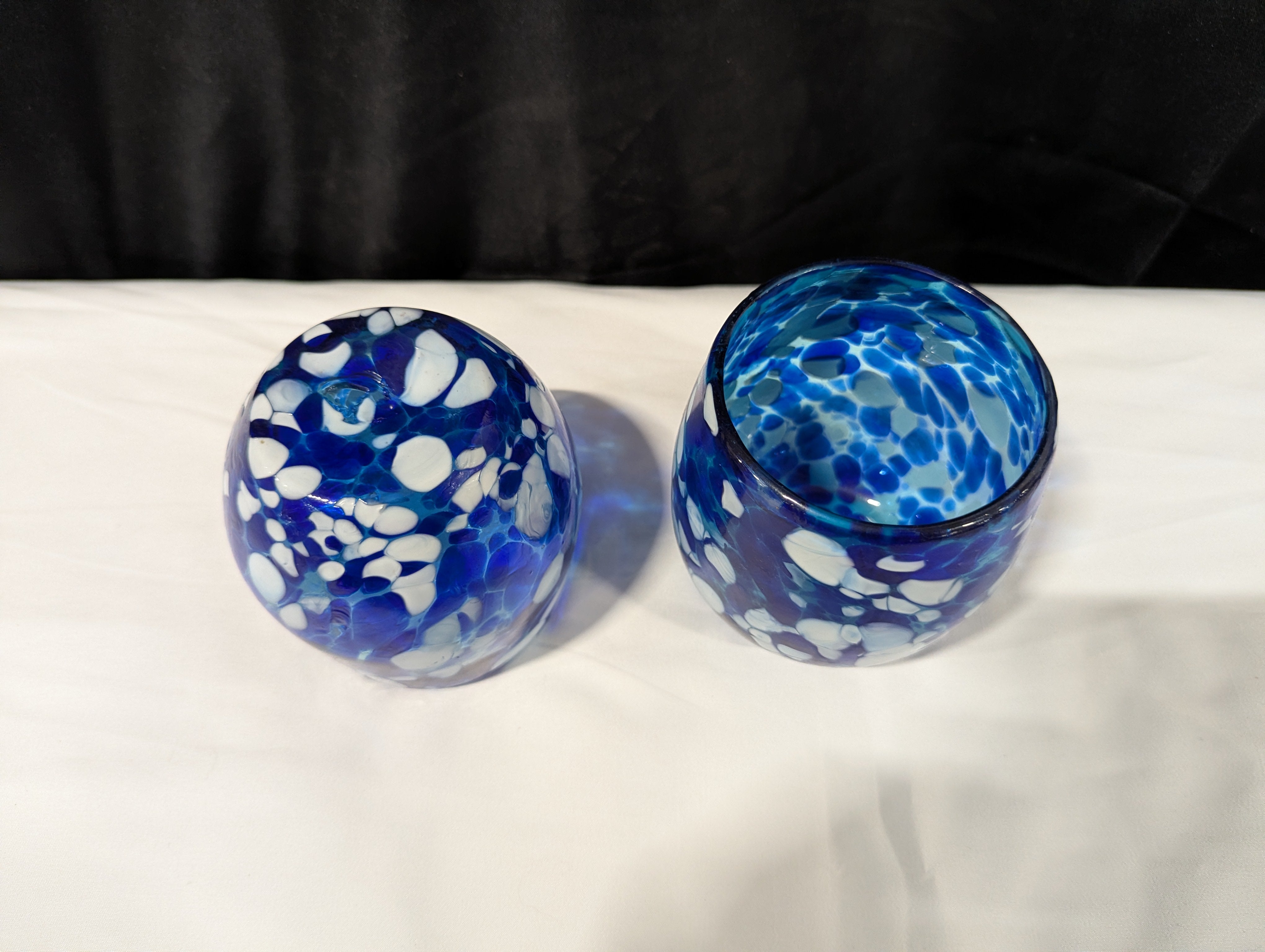 Artisan Blue and White Confetti Glass Tumblers Set