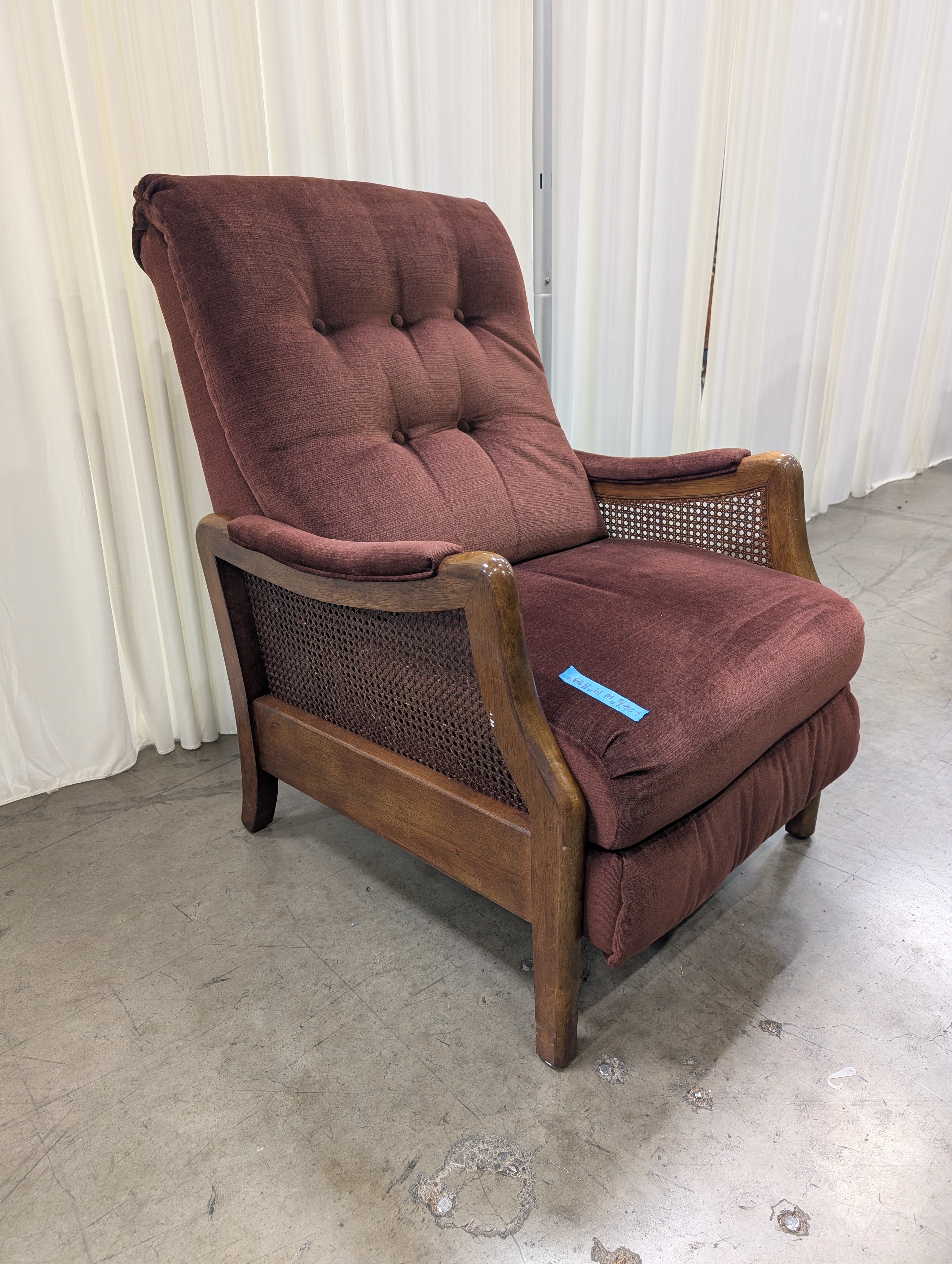 Lane Furniture Rust Tufted Cane Armchair in Wood
