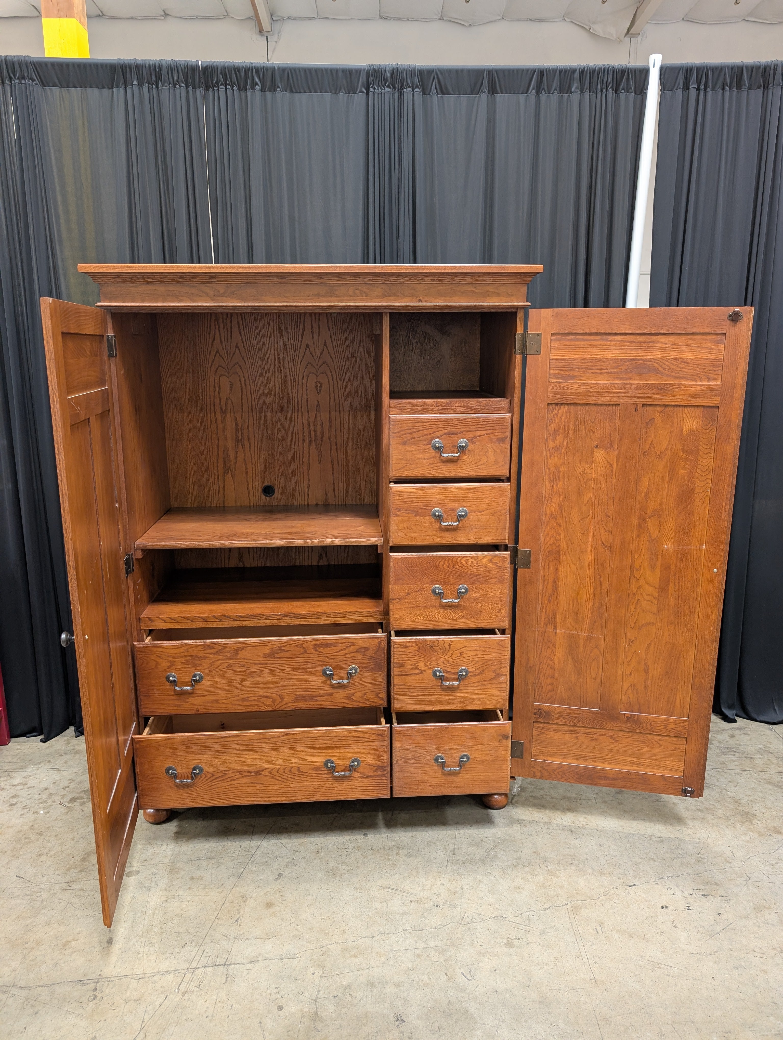 Keller Furniture Brown Wood Armoire with Metal Pulls