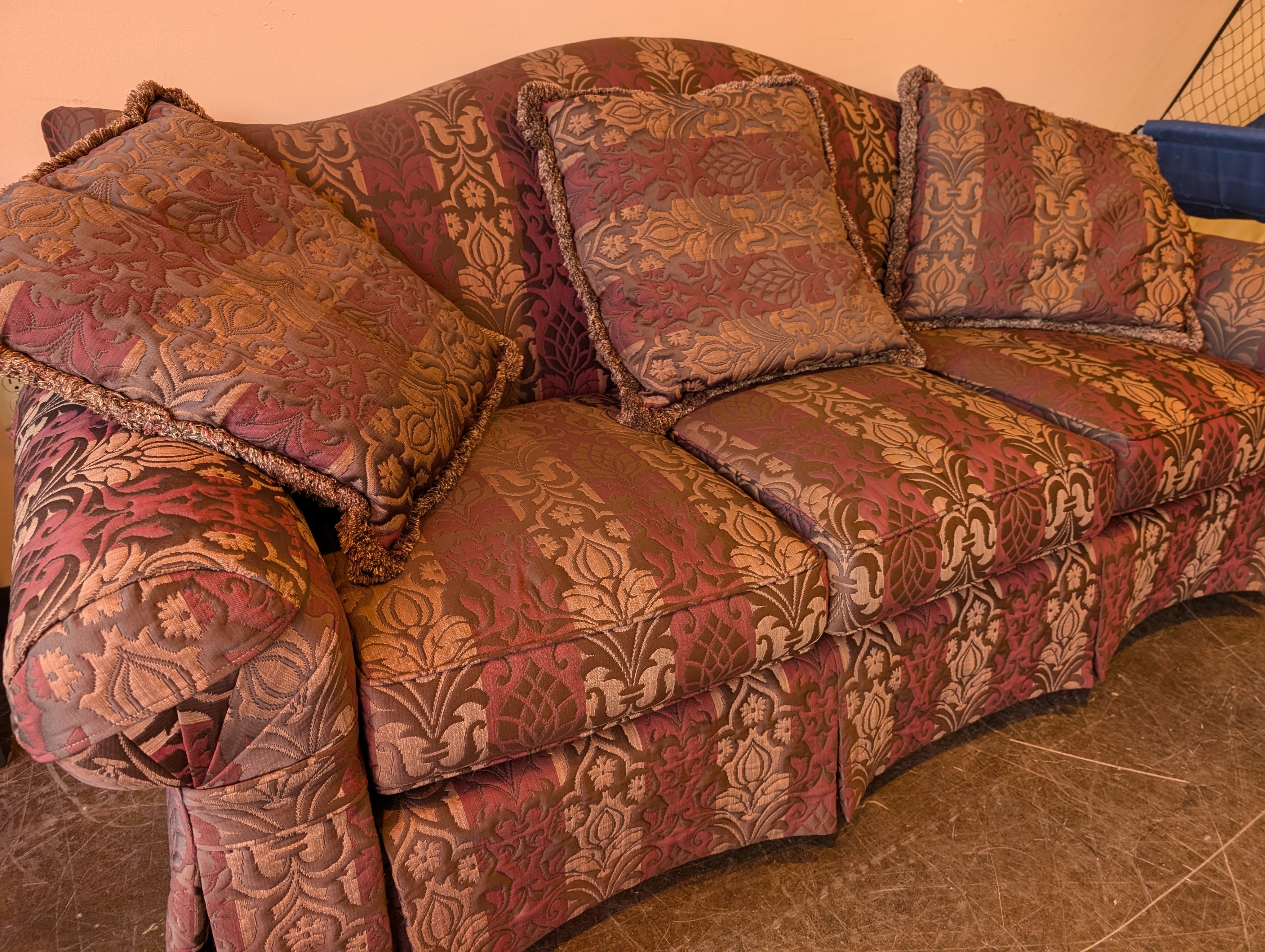 Henredon Traditional Three-Seat Sofa with Skirted Base