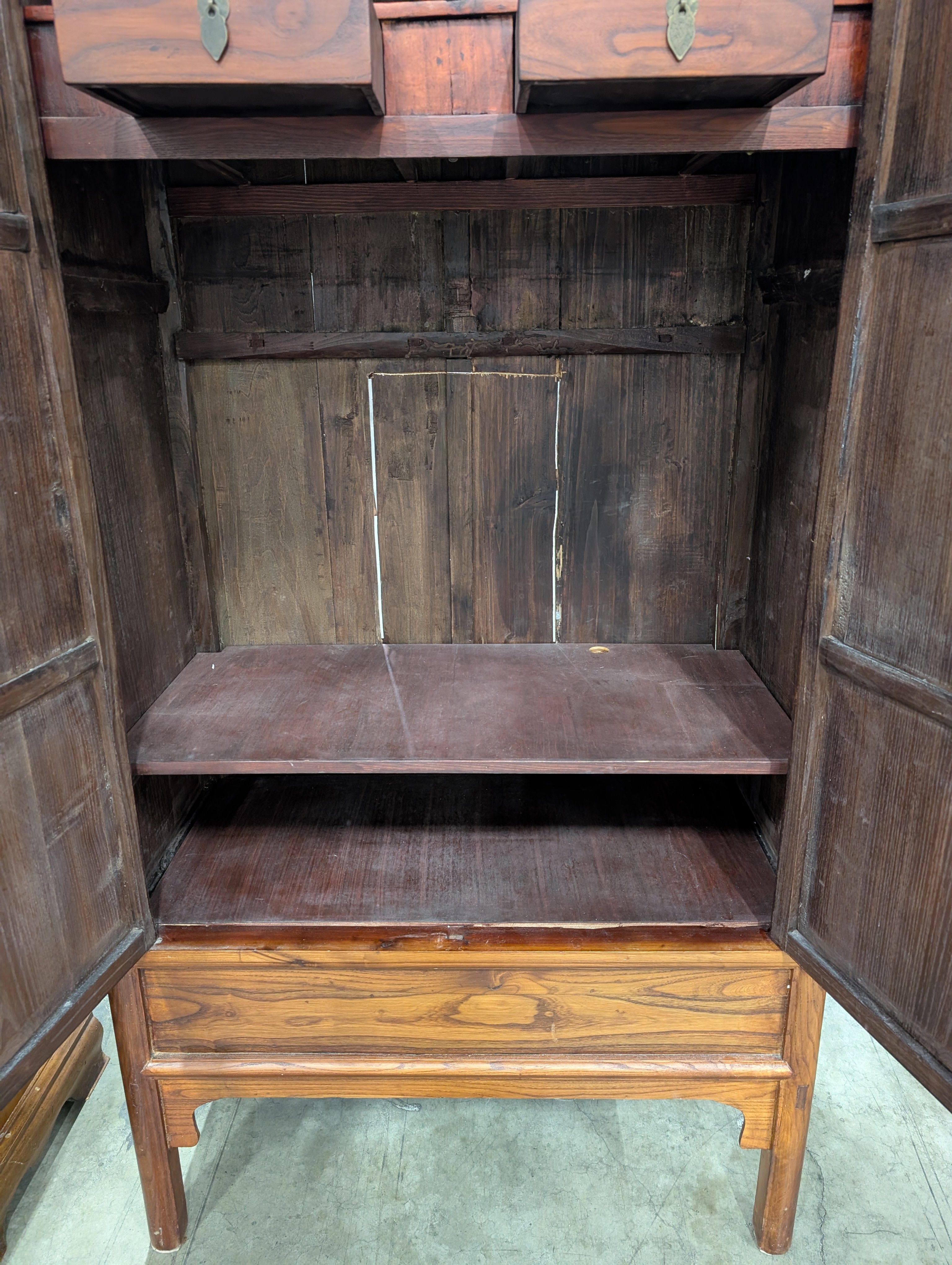 Ornate Hardwood Storage Cabinet with Decorative Butterfly Latch