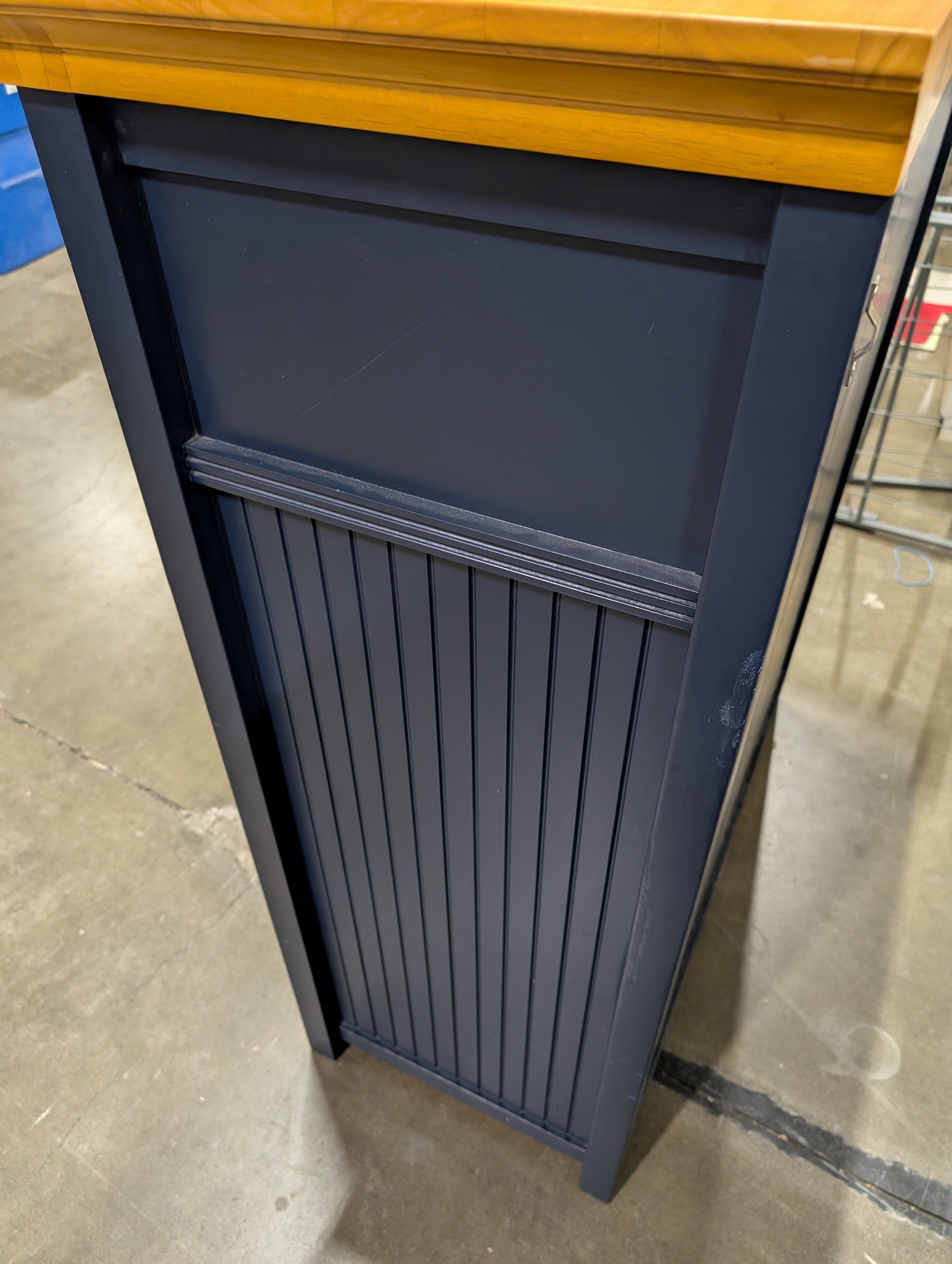 Cafe Kid Dark Navy Blue Six-Drawer Chest with Light Wood Top