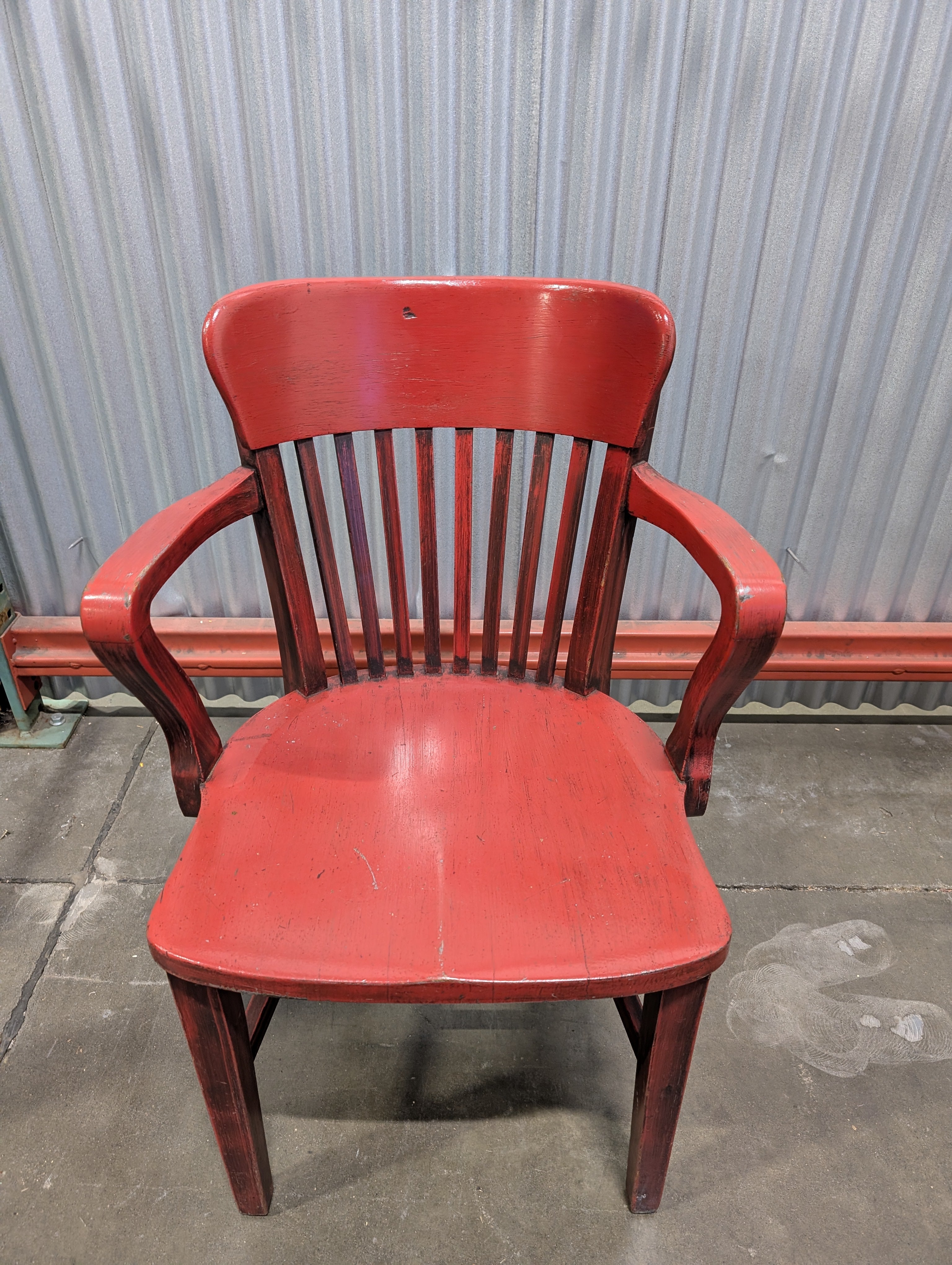Charming Red Wooden Armchair
