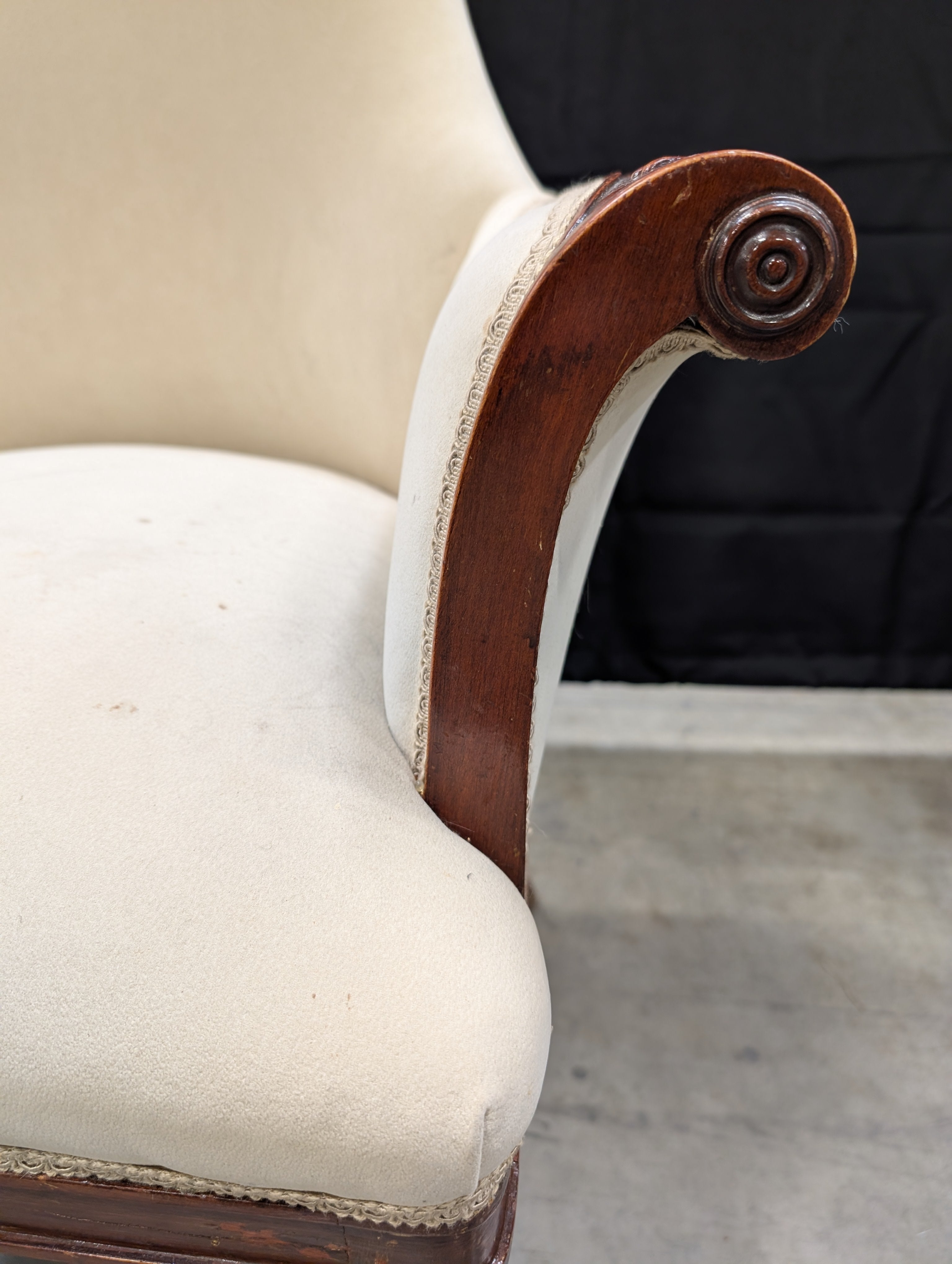 Vintage French Style Carved Wood Upholstered Side Chair