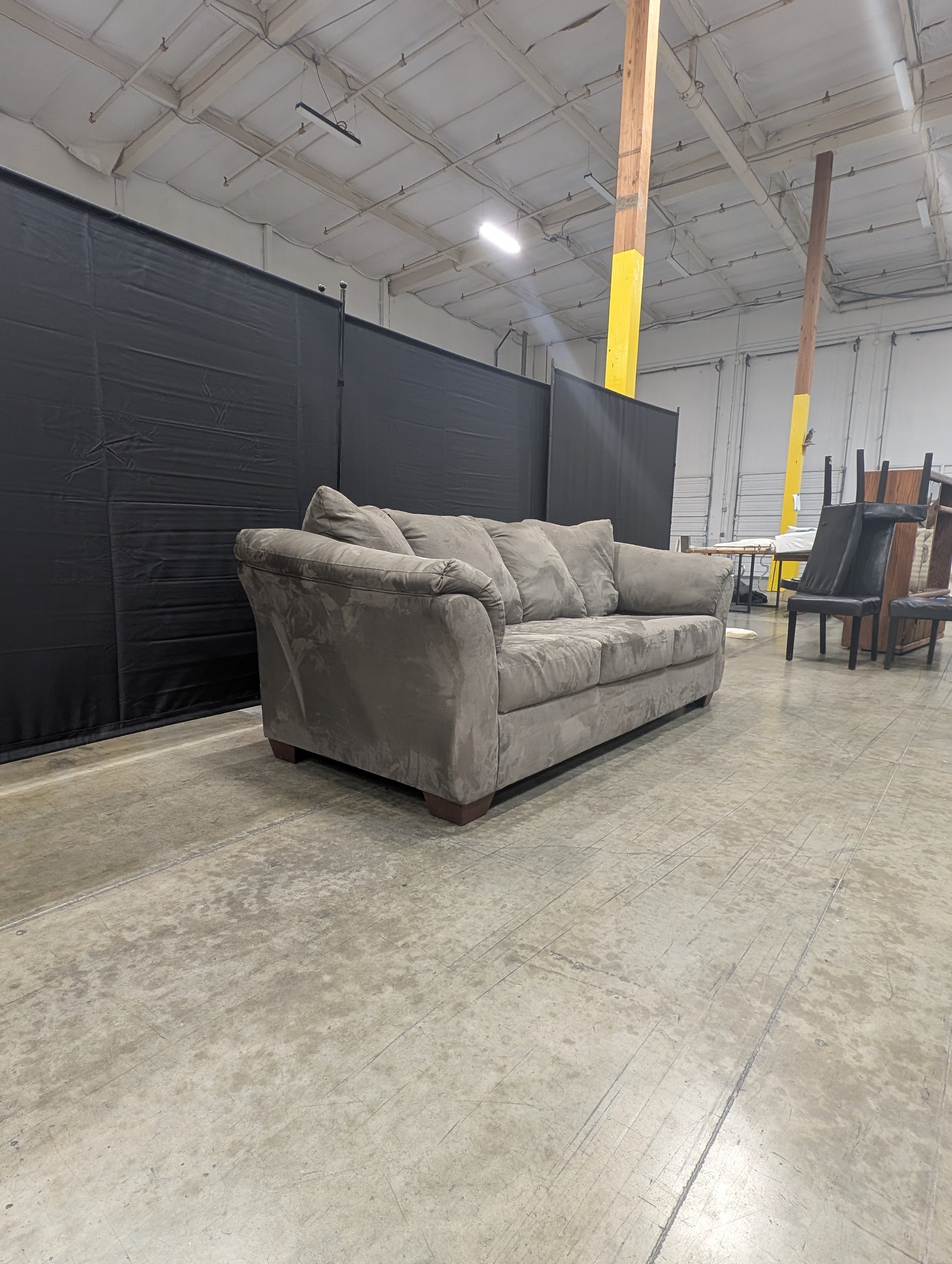 Plush Greige Sectional Sofa with Deep Cushions