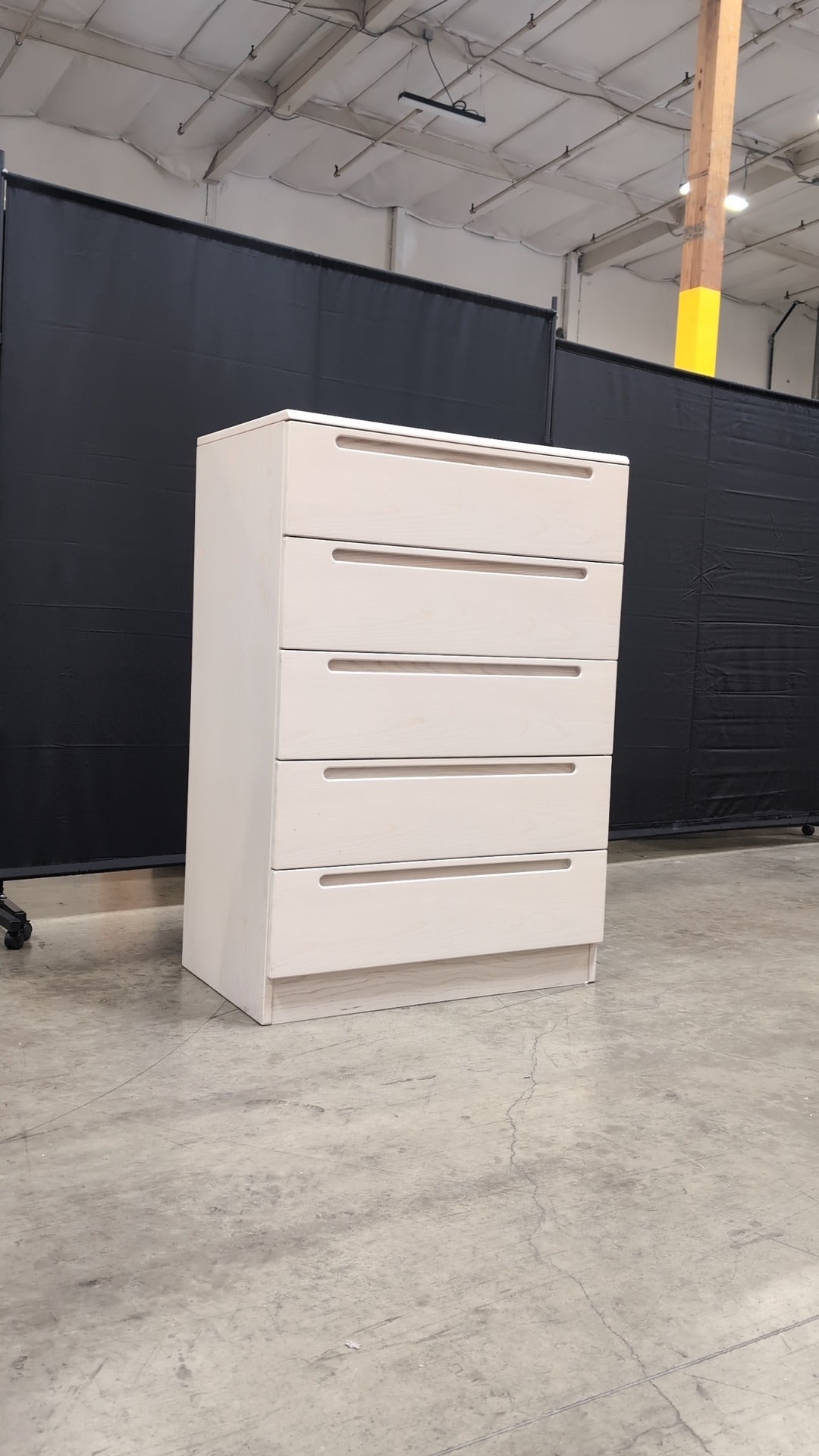 Modern Blonde Wood Five-Drawer Dresser