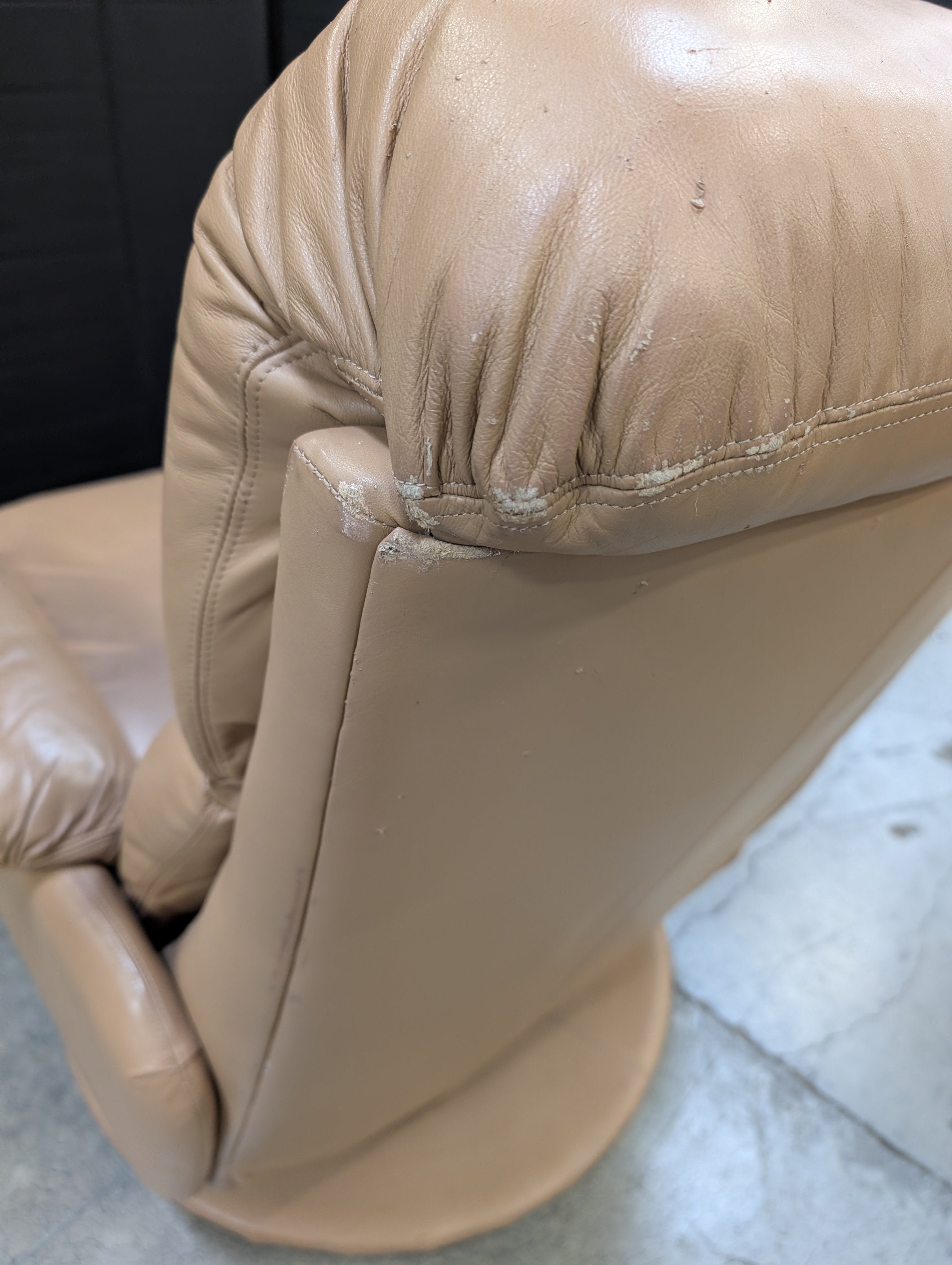 Used Plush Tan Upholstered Recliner Chair