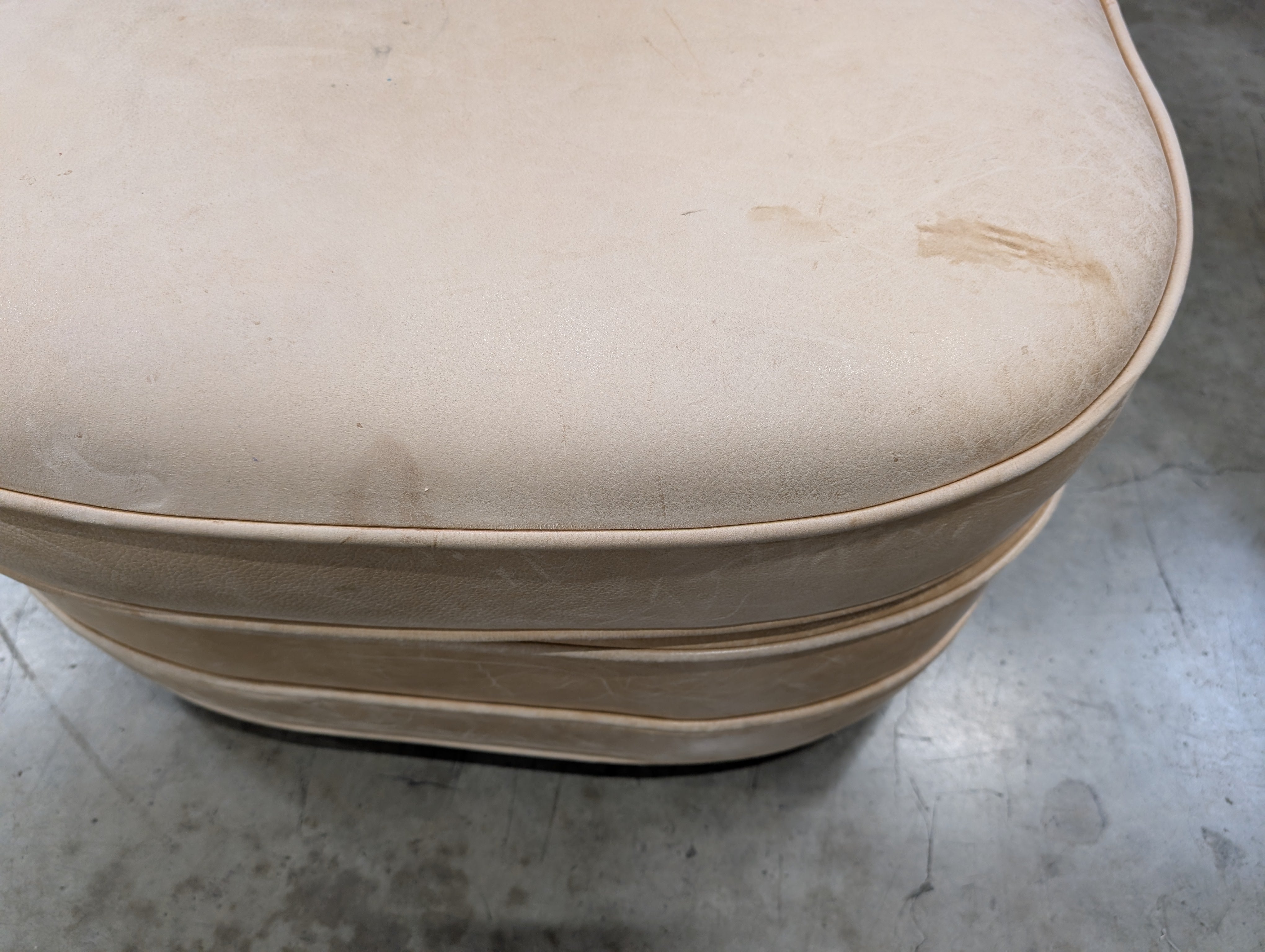 Tan Leather ETHAN ALLEN Armchair with Matching Ottoman